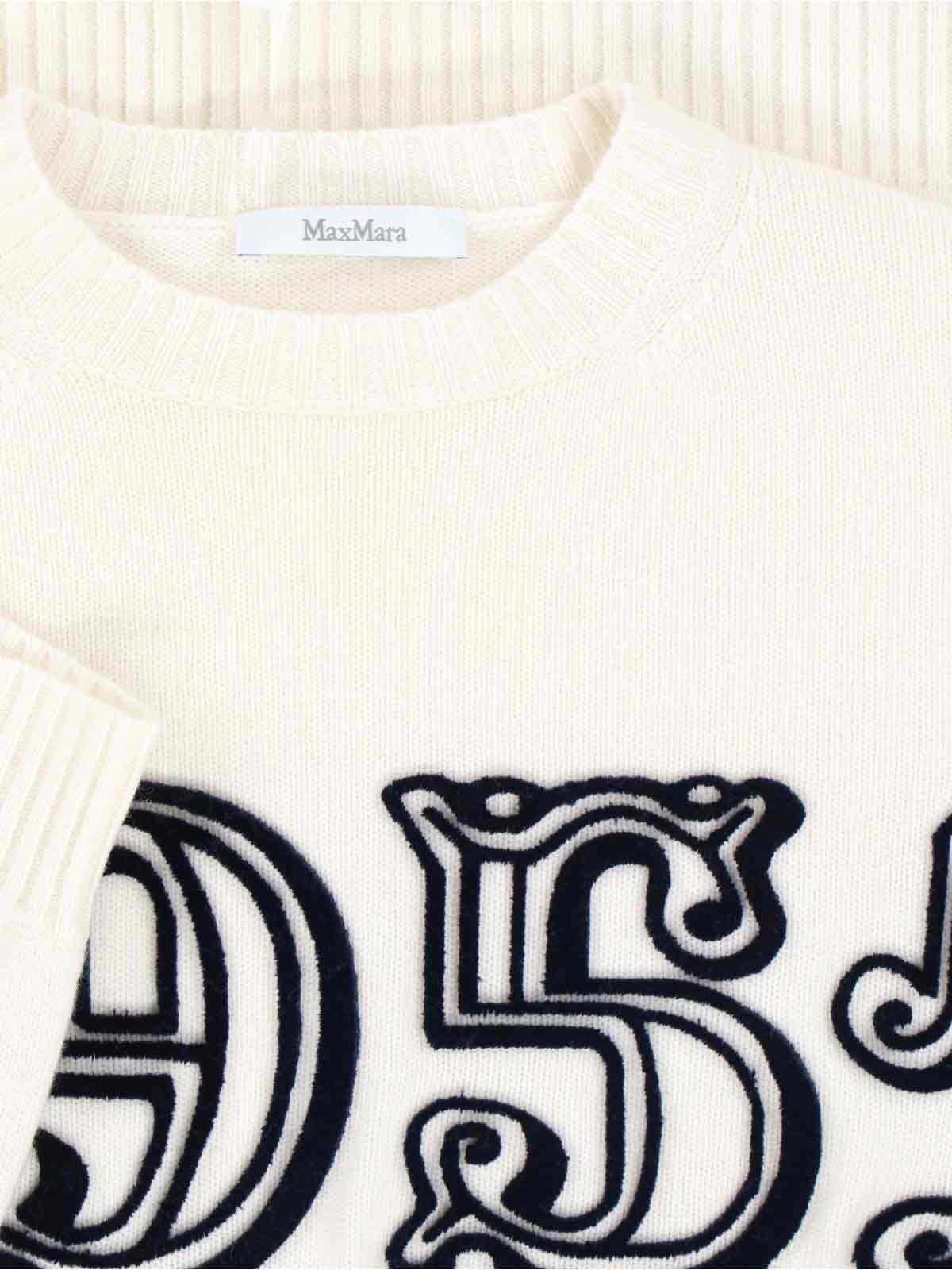 Max Mara Logo-embellishment Crew-neck Sweater In White