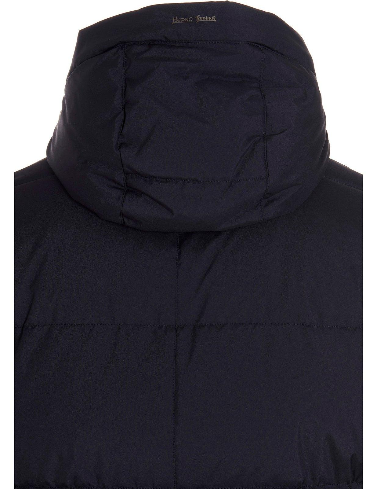 Shop Herno Drawstring Hooded Parka Coat In Blue