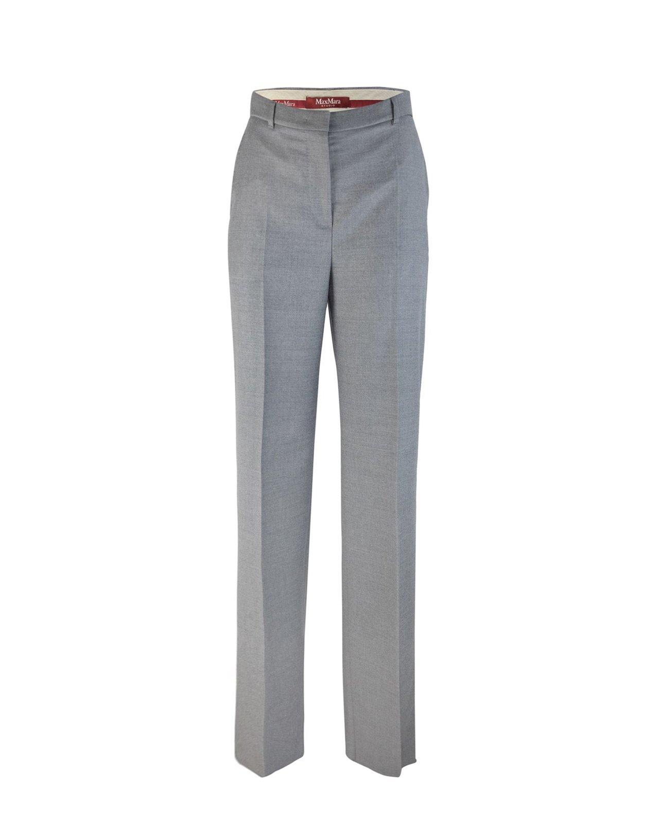 Shop Max Mara Pleat Detailed Straight Leg Trousers In Grey