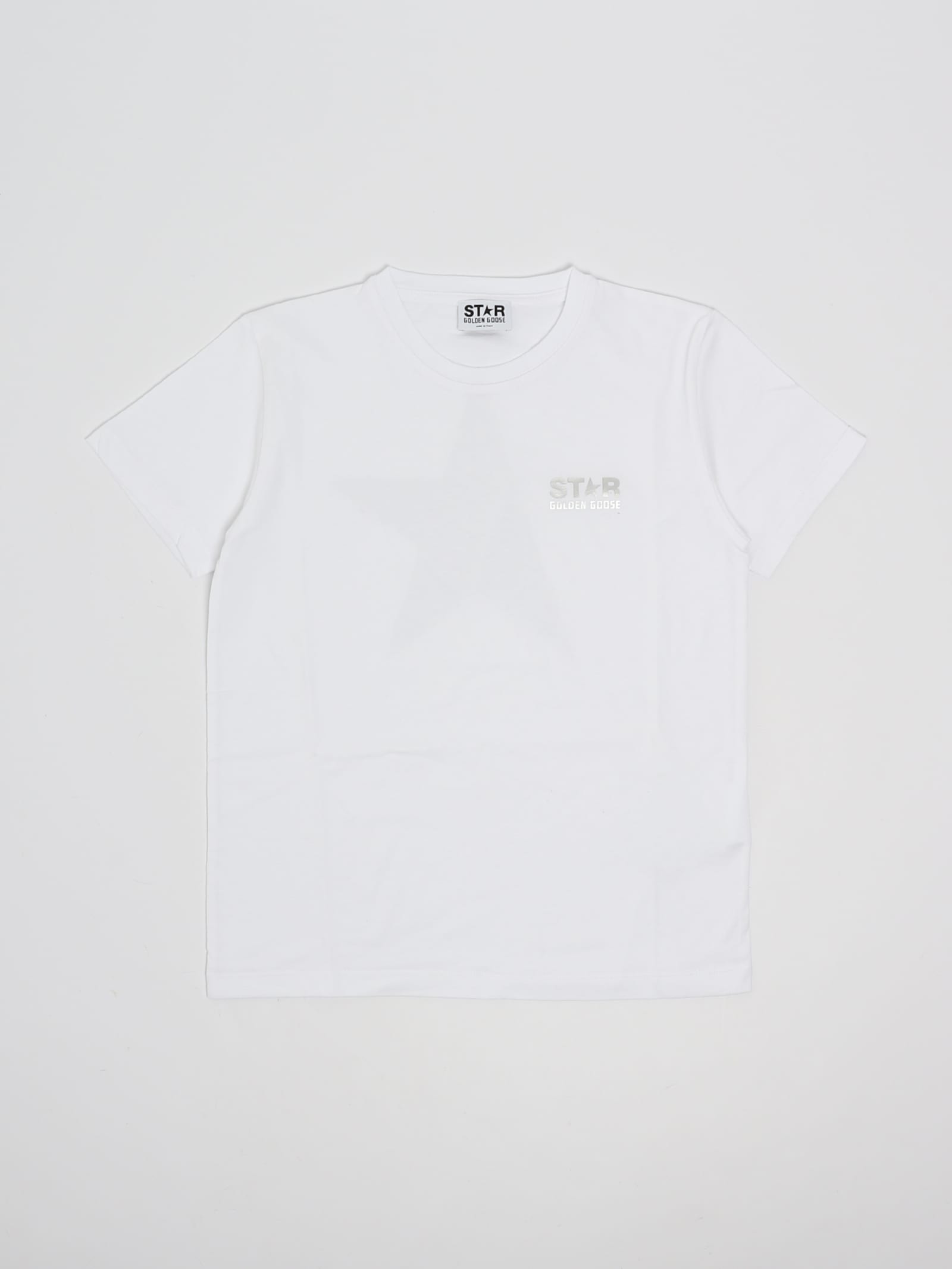 Shop Golden Goose T-shirt T-shirt In Bianco-argento