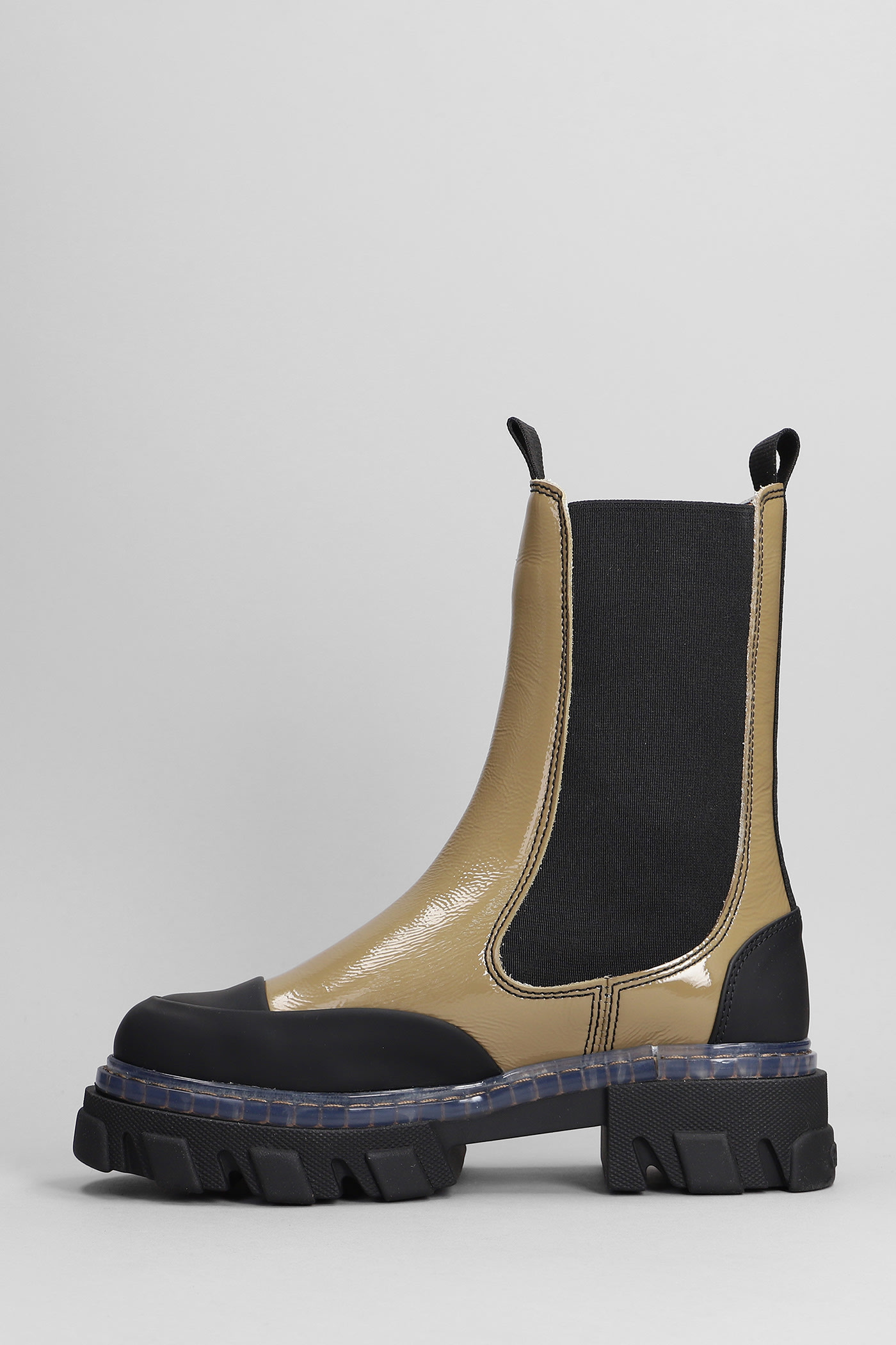 Ganni Combat Boots In Yellow Leather | ModeSens