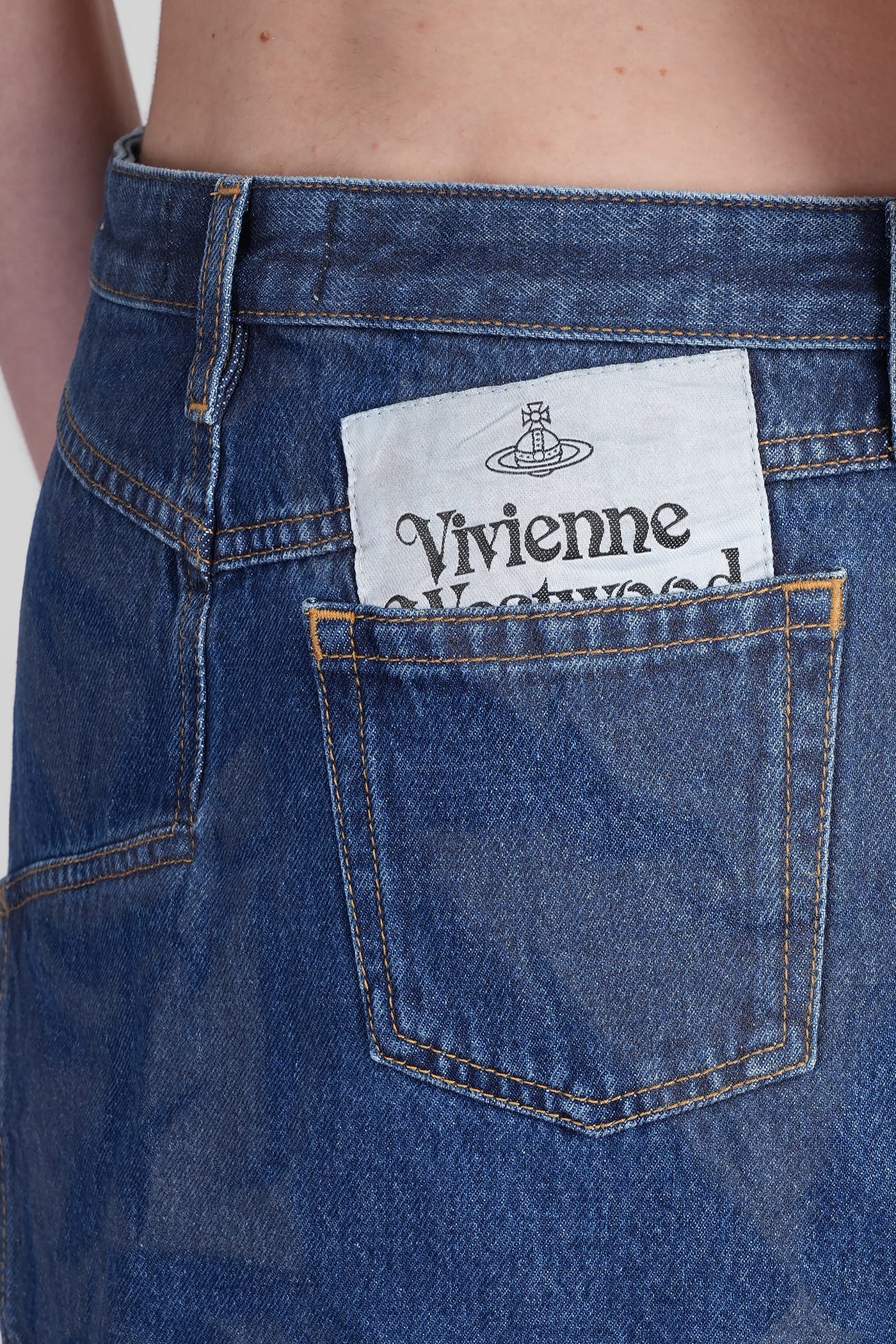 Vivienne Westwood Blue Foam Denim Miniskirt In Blue