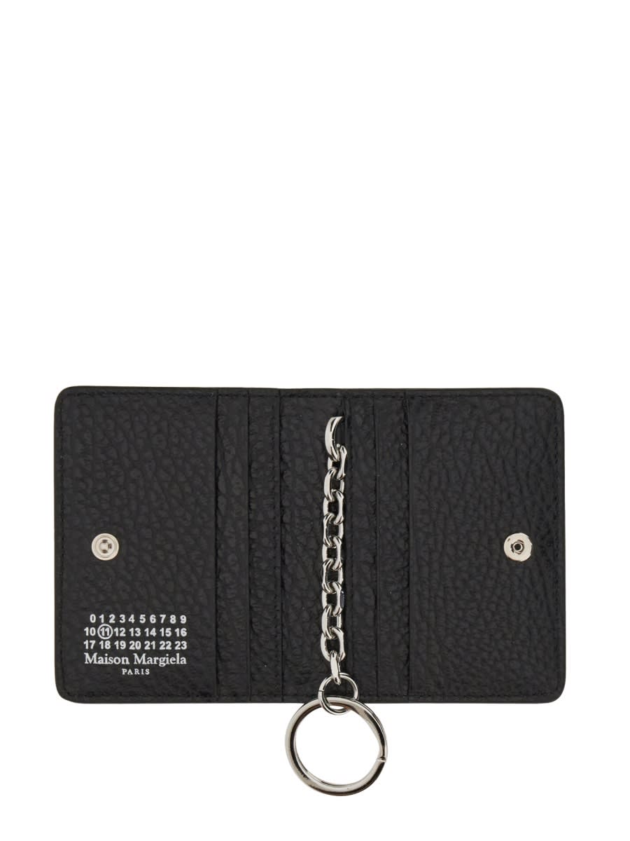 Shop Maison Margiela Bifold Wallet With Key Ring In Black
