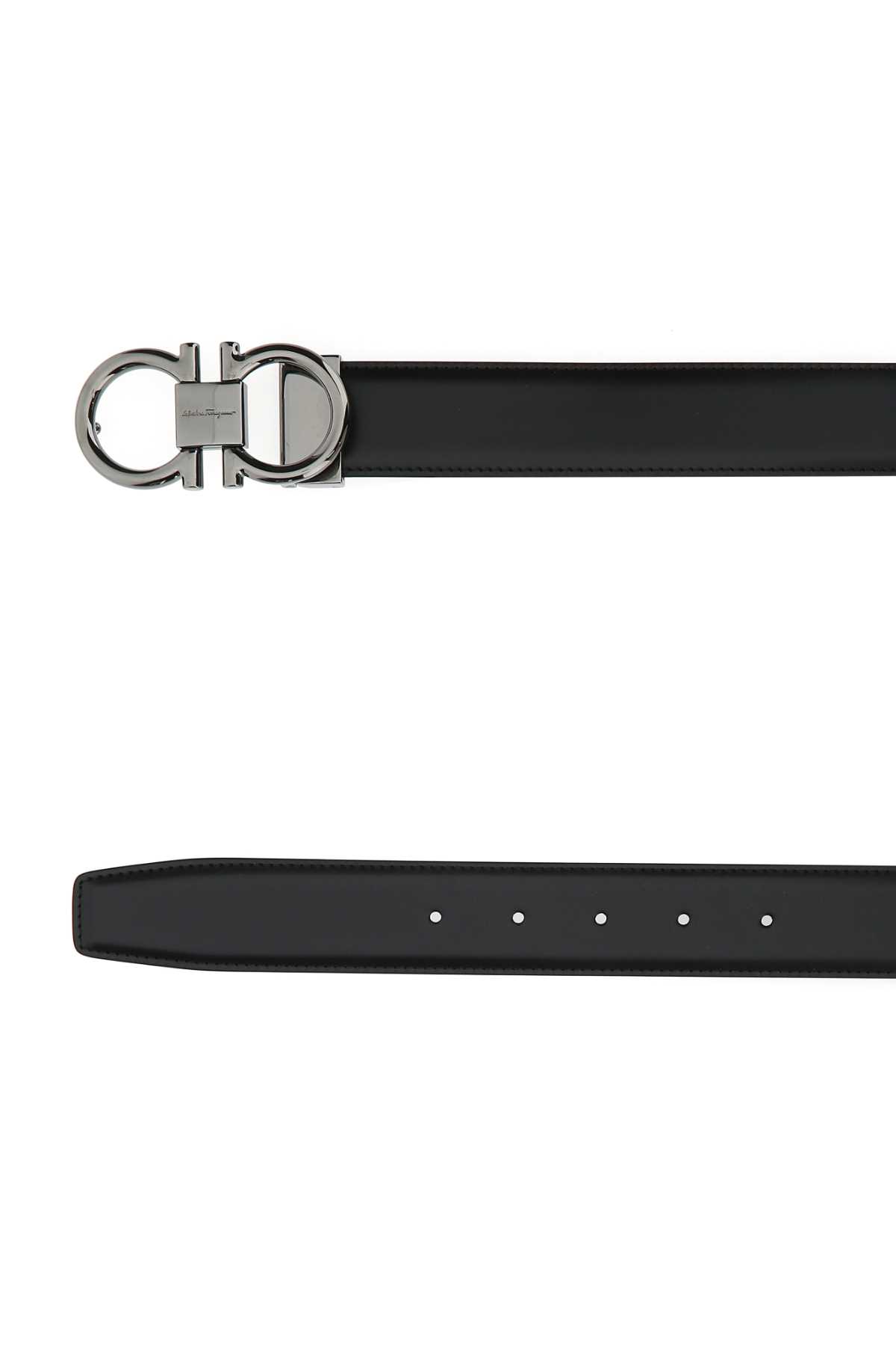 Ferragamo Adjustable Length Metal Buckle Smooth Finish In Nerohickory