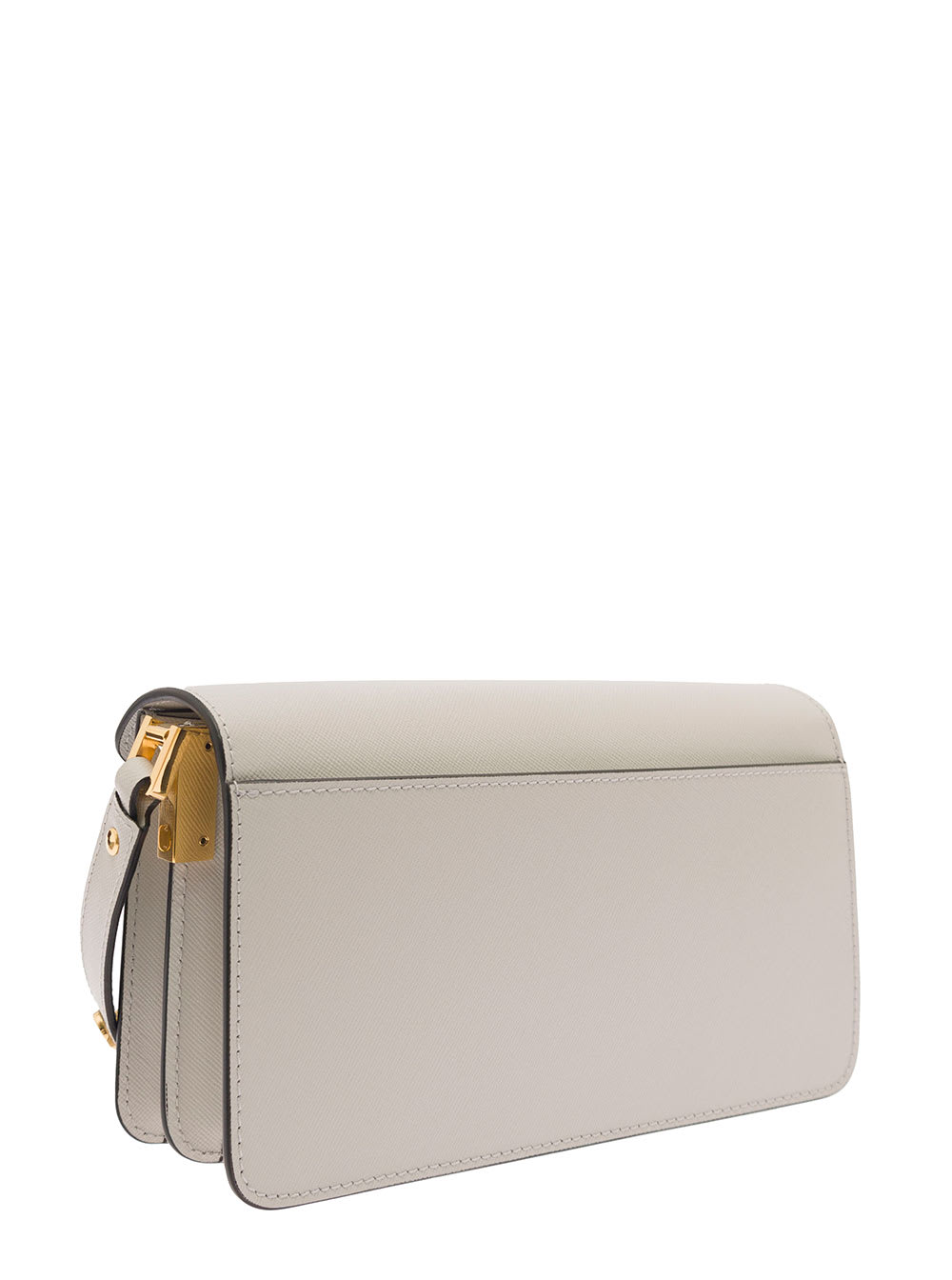 Shop Marni Trunk White Shoulder Bag With Push-lock Fastening In Leather Woman