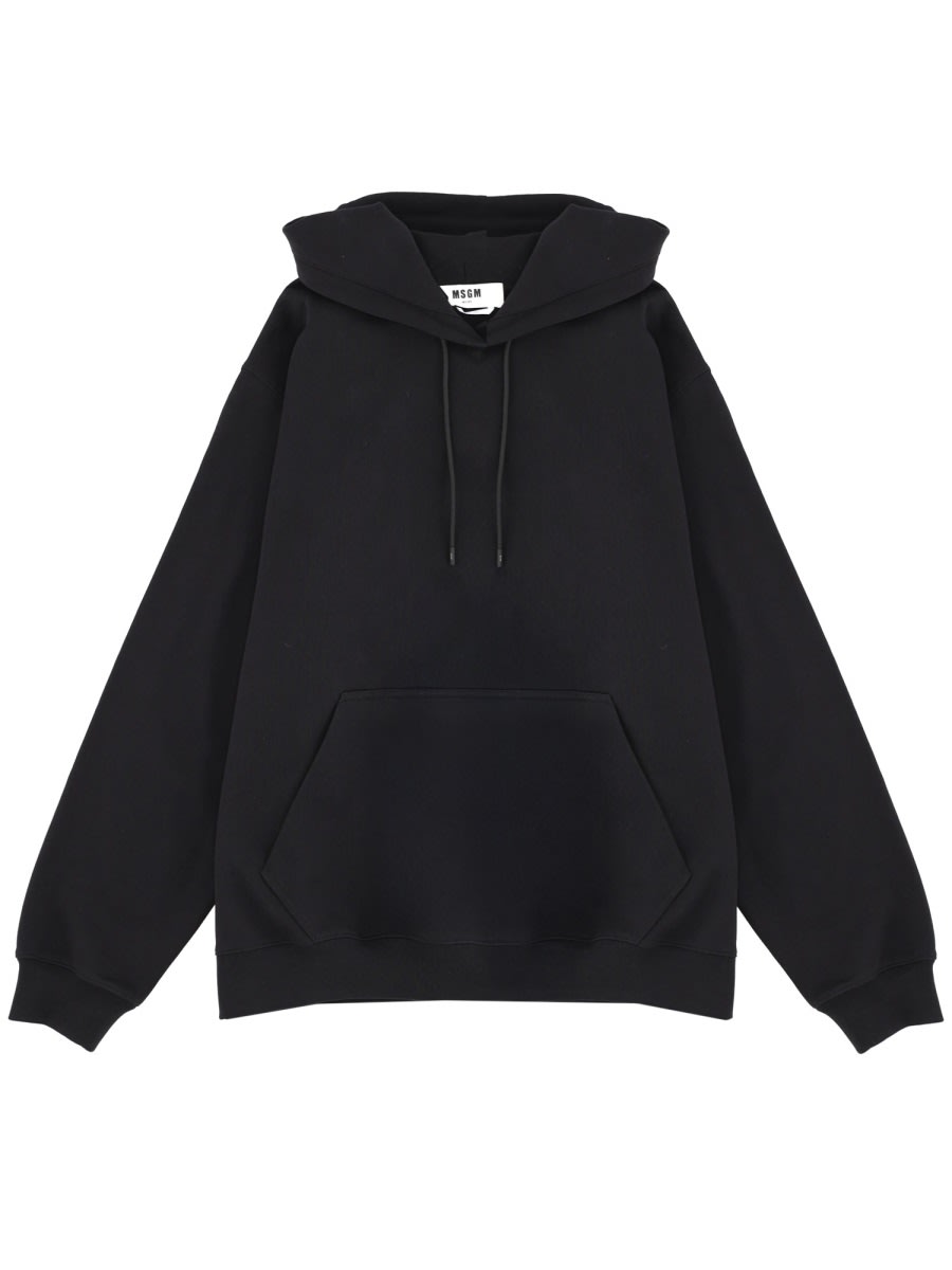 Msgm Hooded Knitwear Kangaroo Pocket In Black