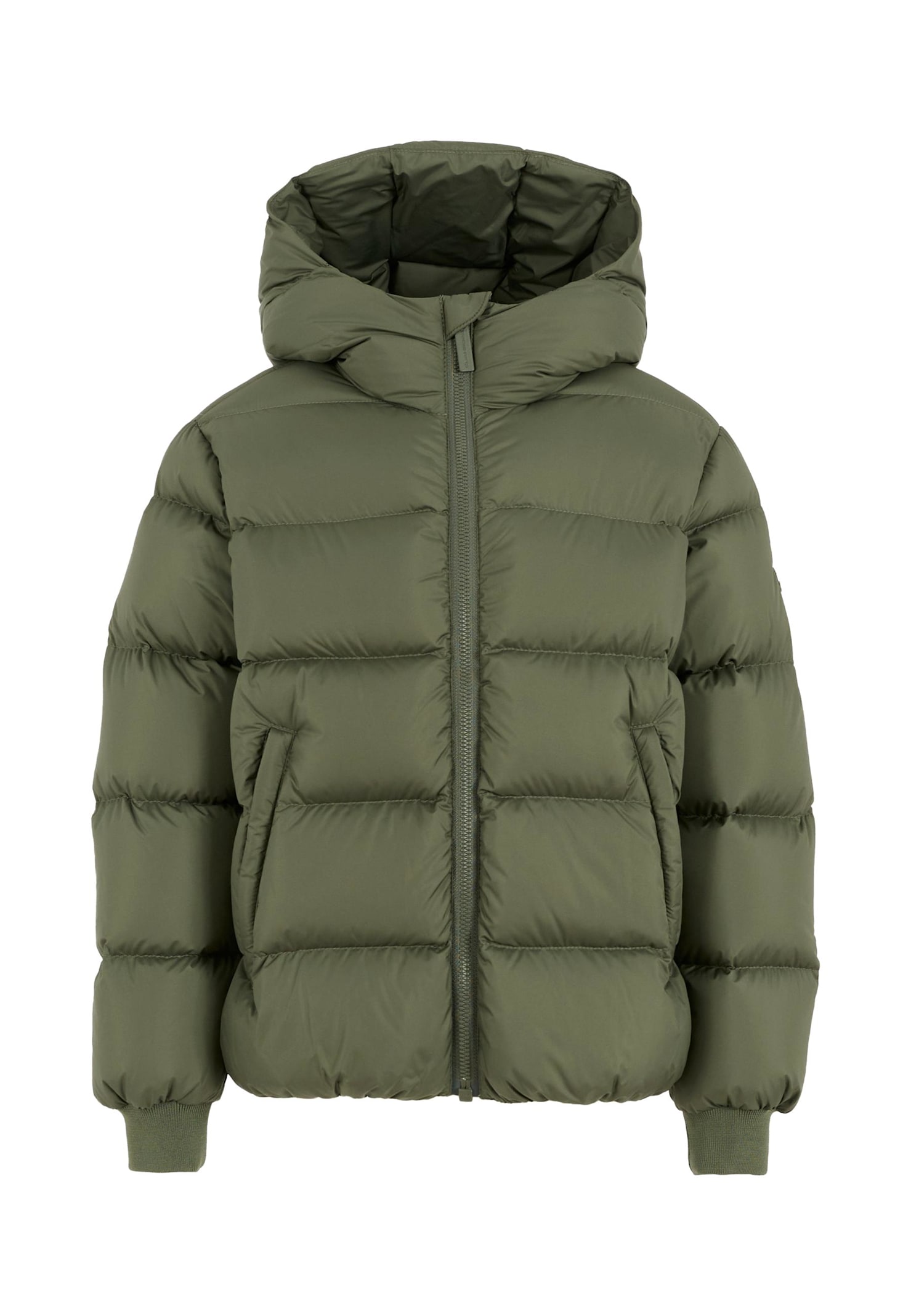 Colmar Green Down Jacket For Kids With Logo In Green