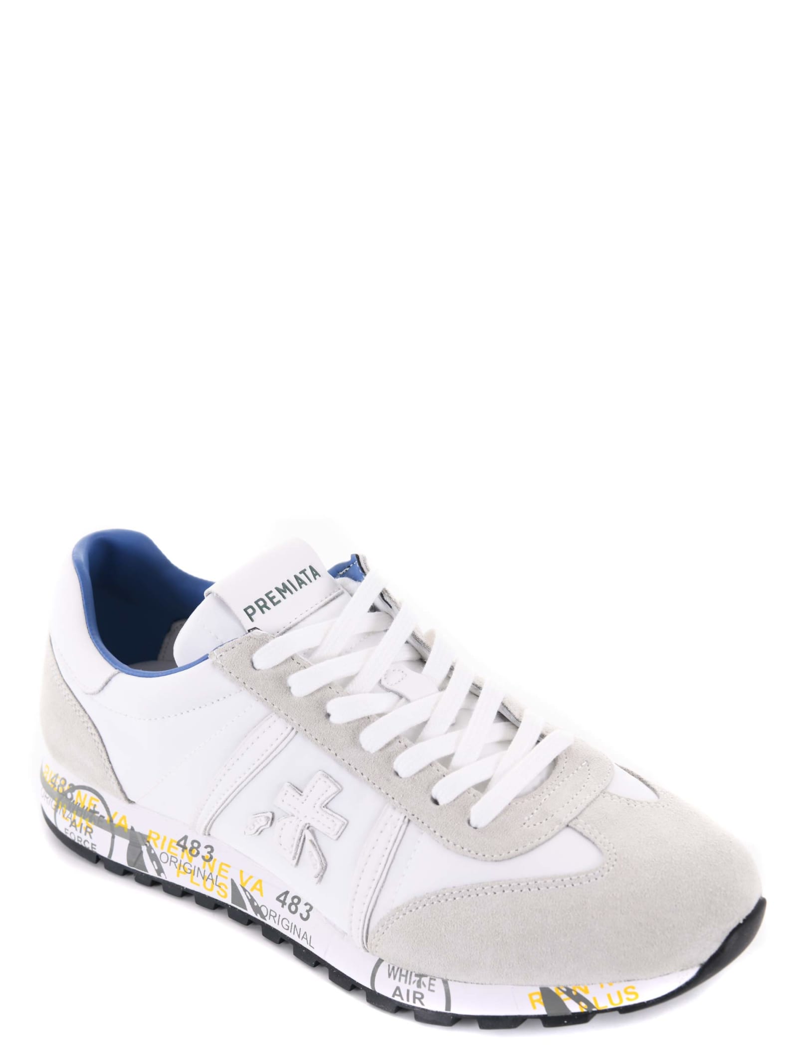 Shop Premiata Sneakers In Suede And Nylon. In Ghiaccio/bianco