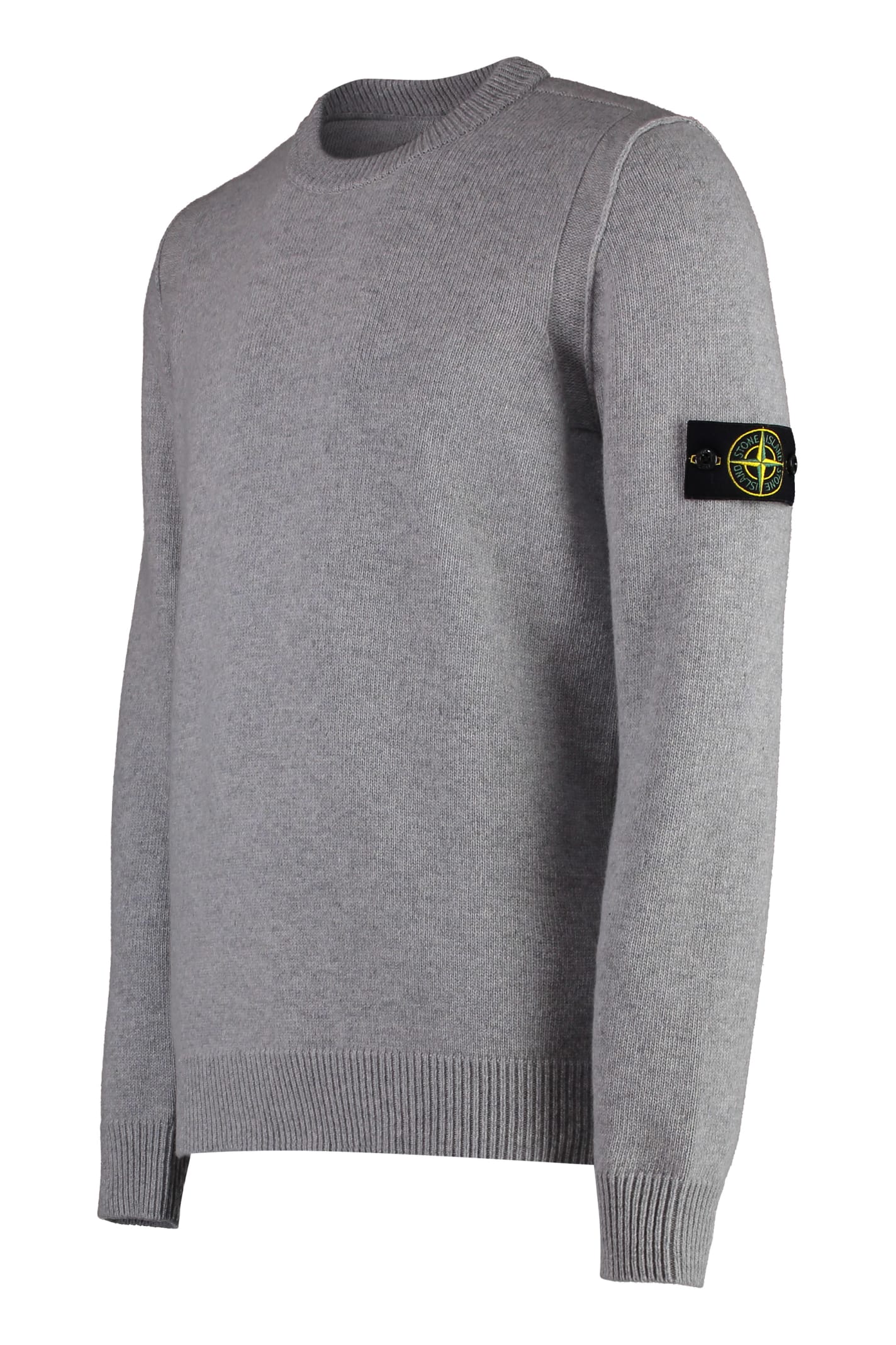 Shop Stone Island Wool-blend Crew-neck Sweater In Grey