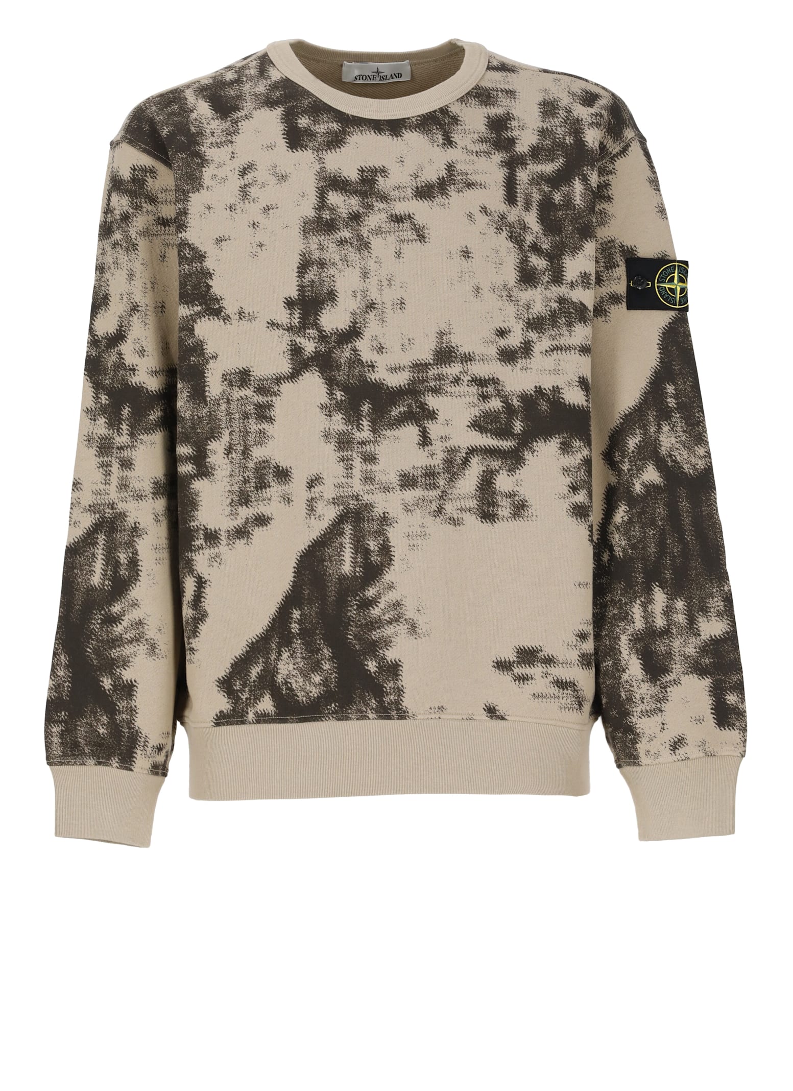 Shop Stone Island Sweatshirt With Logo In Beige