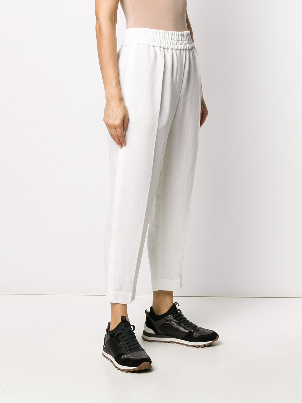 Brunello Cucinelli Linen Blend Trousers In White