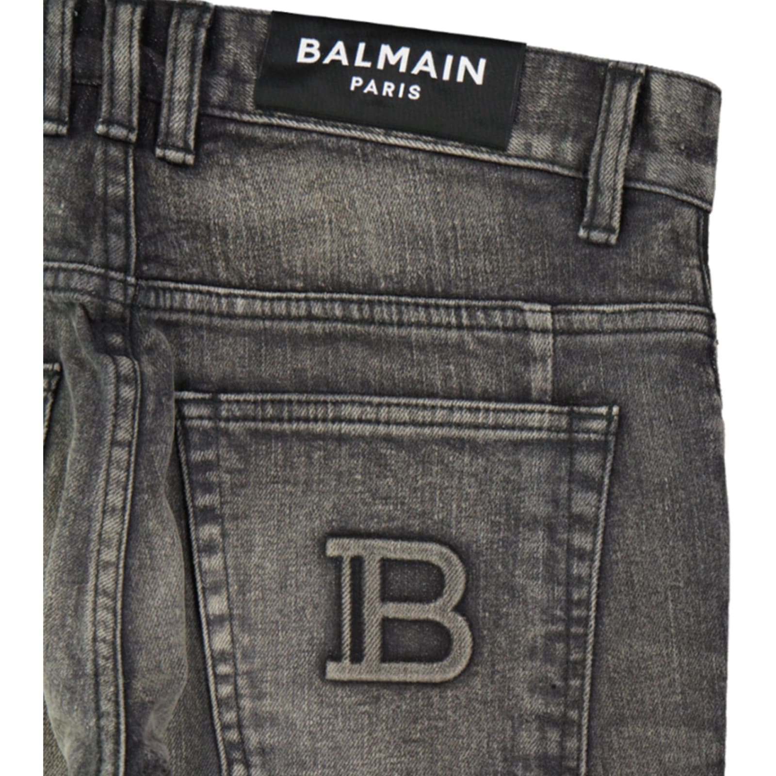 Balmain Denim Jeans In Gray