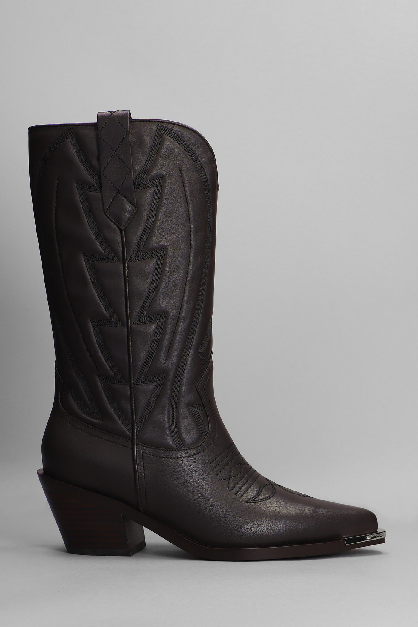 Lola Cruz Texan Boots In Brown Leather