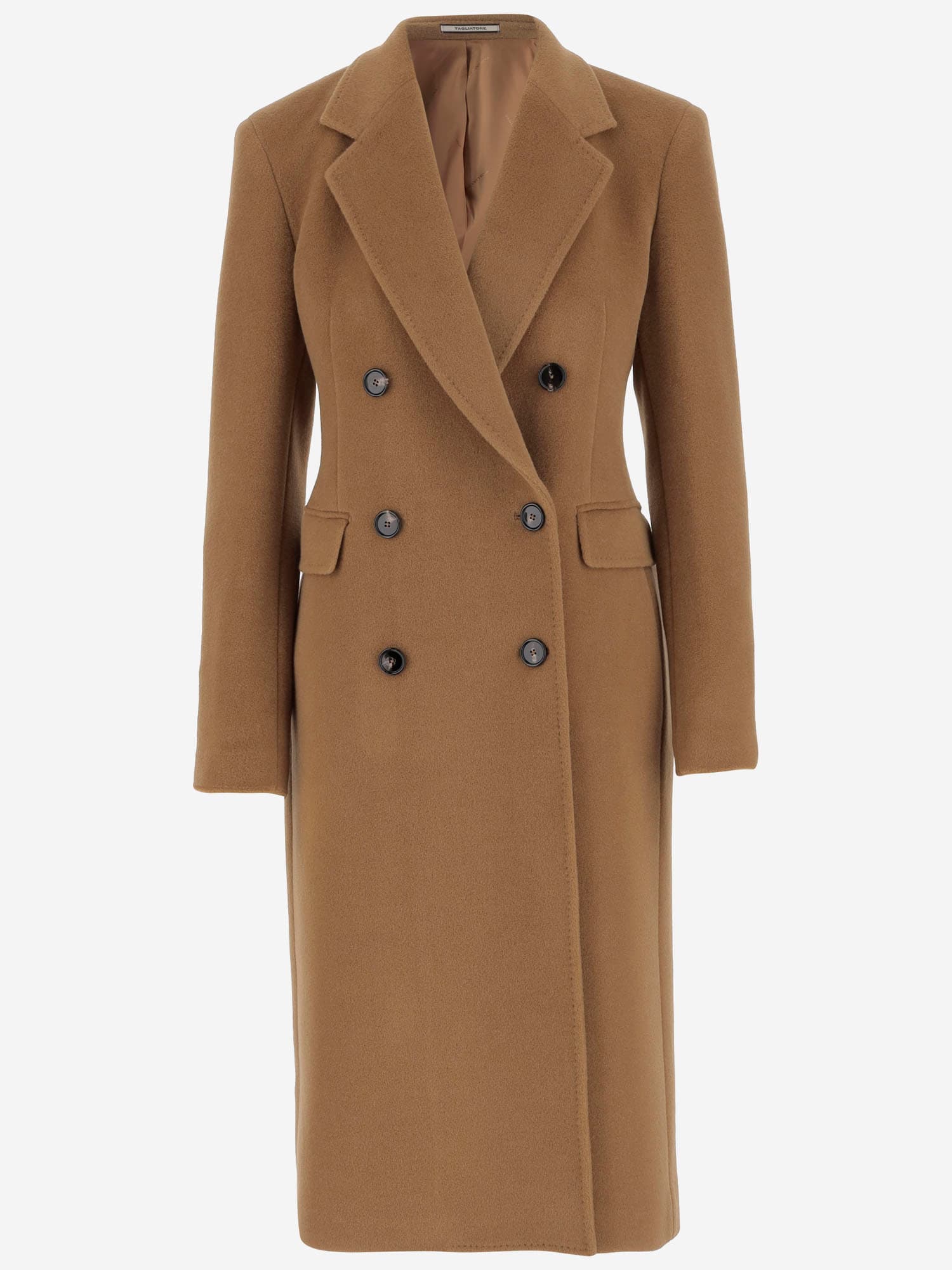 Tagliatore Angora And Wool Double-breasted Coat In Brown