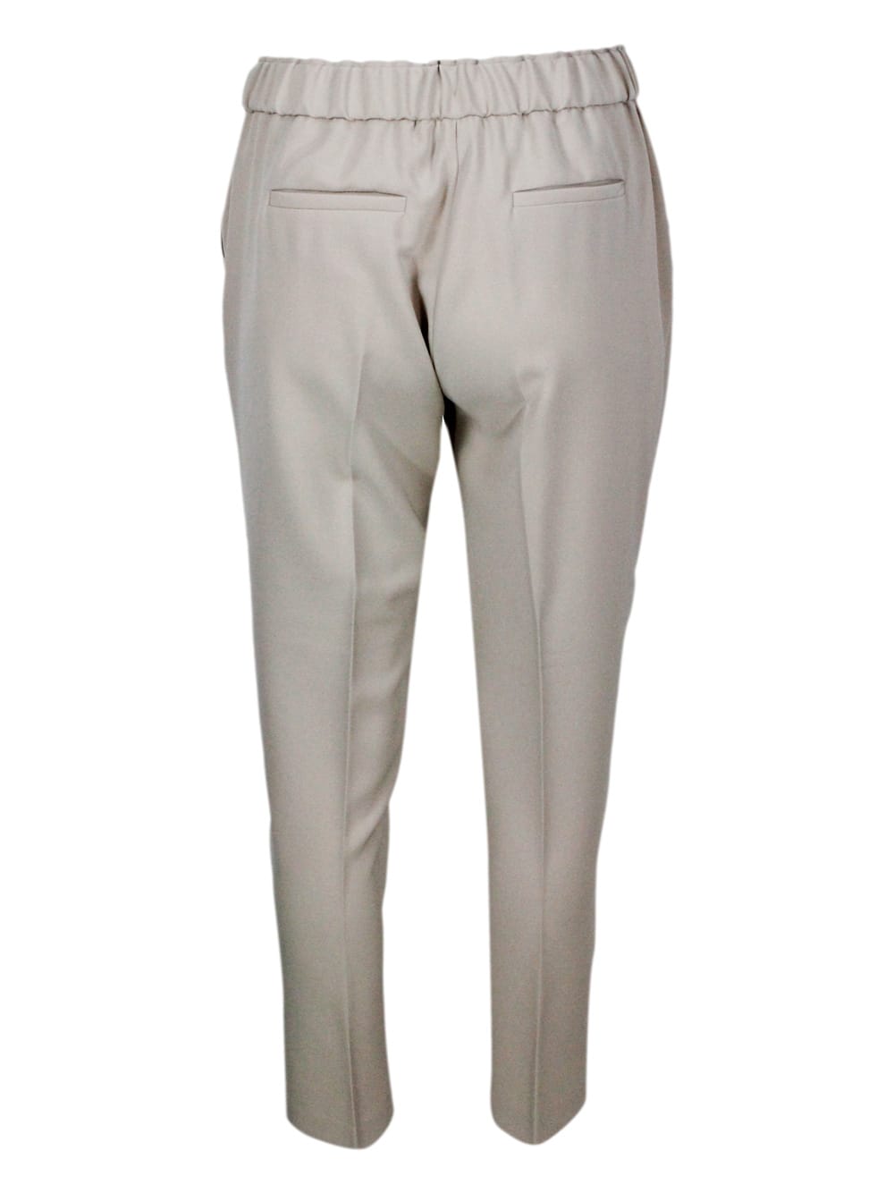 Shop Antonelli Jogging Trousers With Elastic Waist And Welt Pockets With A Cigarette Fit In Beige