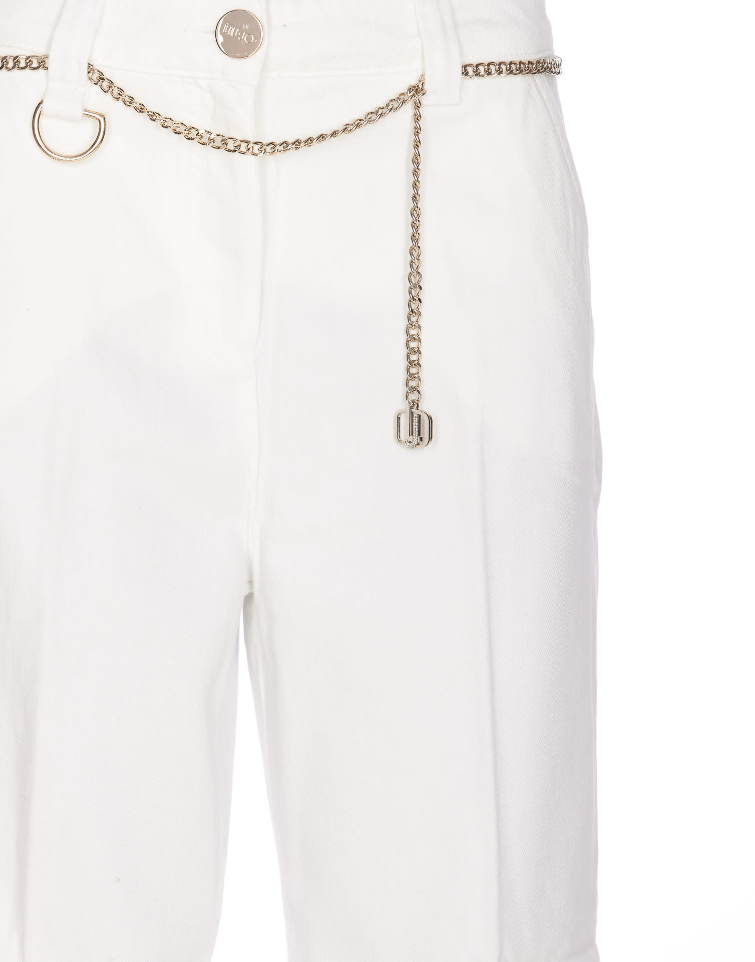 Shop Liu •jo Straight Cropped Trousers In White