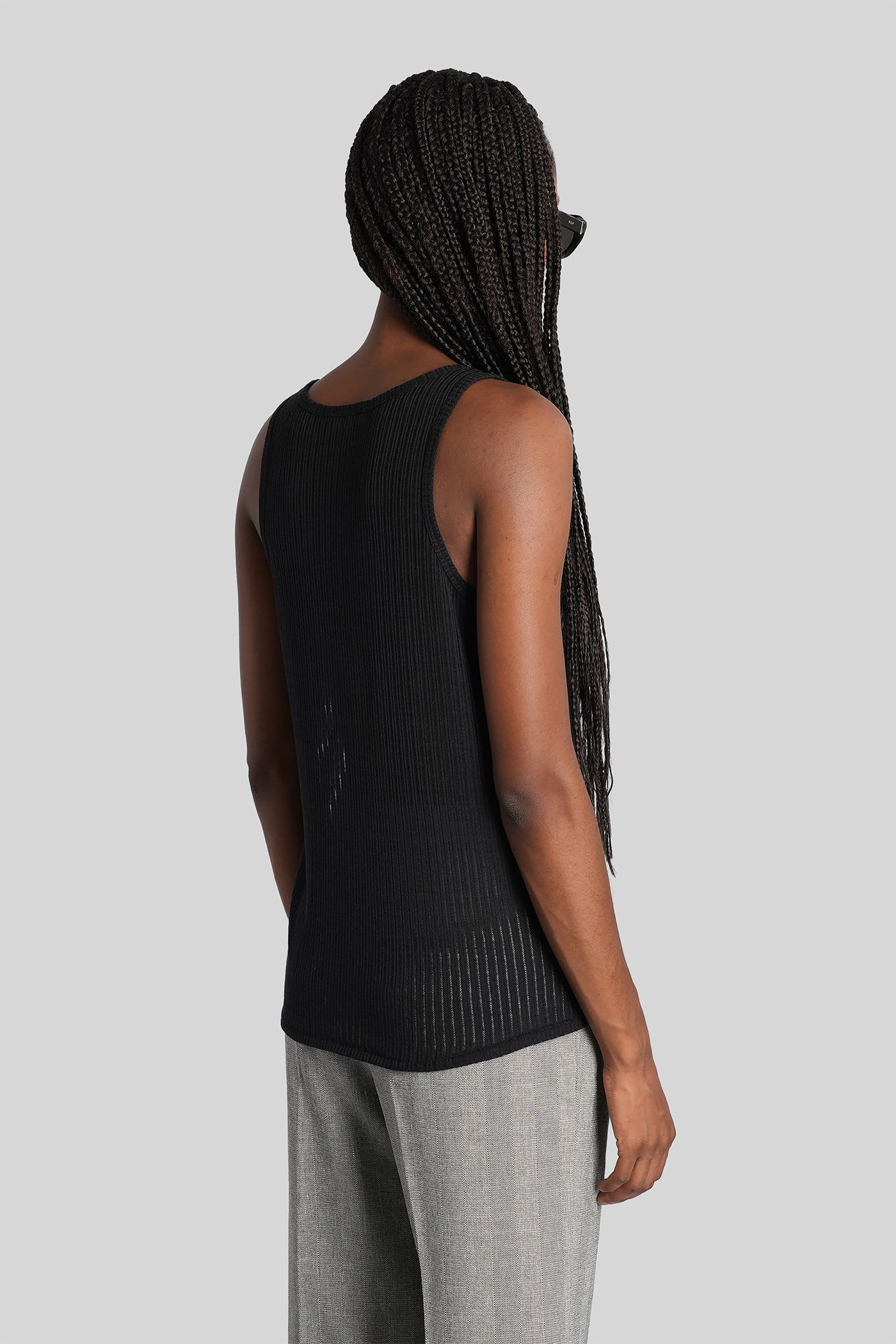 Anine Bing Eugene Tank Top In Black Polyester In Black