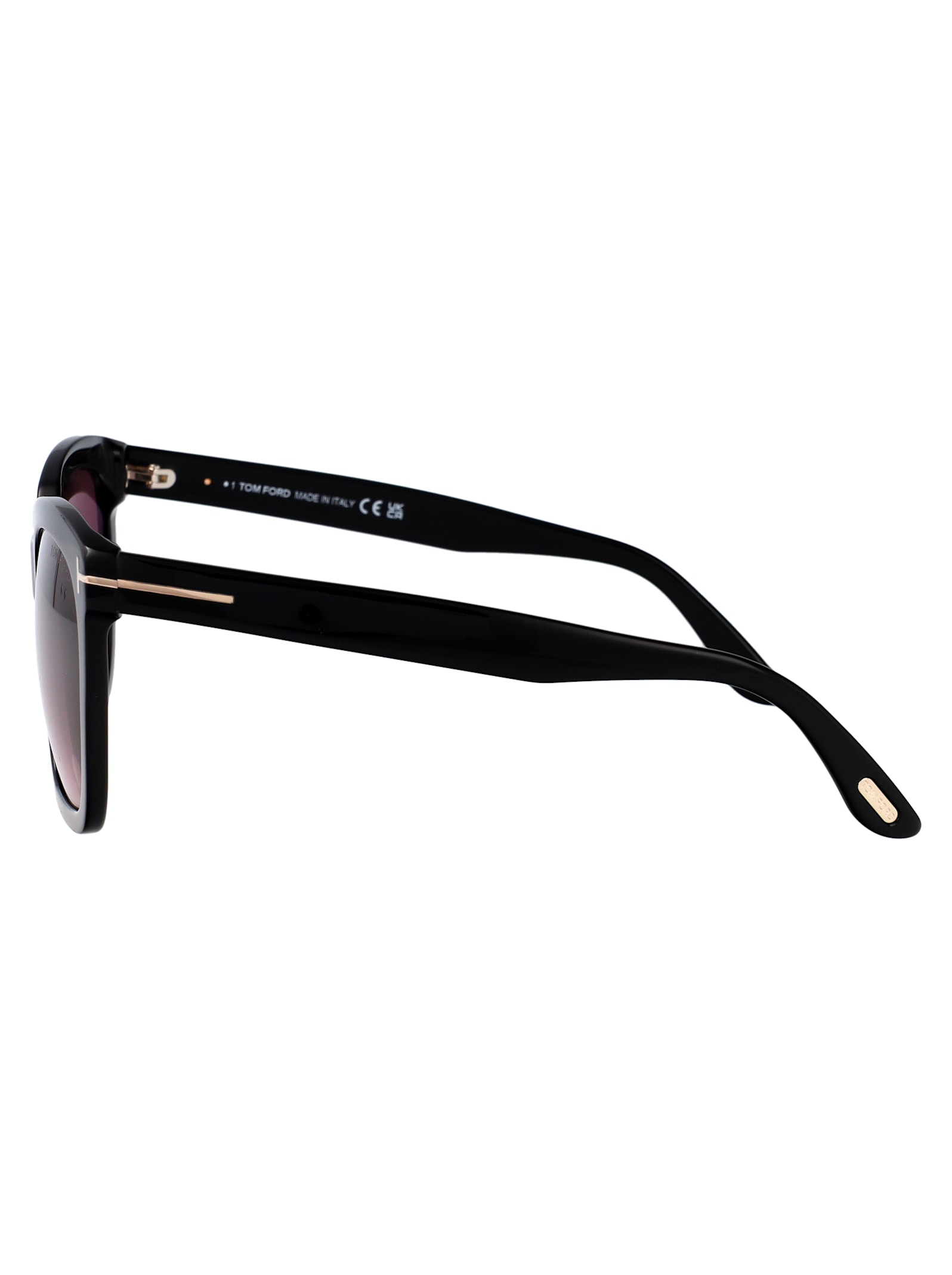 Tom Ford Havana Acetate Cat-eye Sunglasses In 01t Nero Lucido / Bordeaux Grad