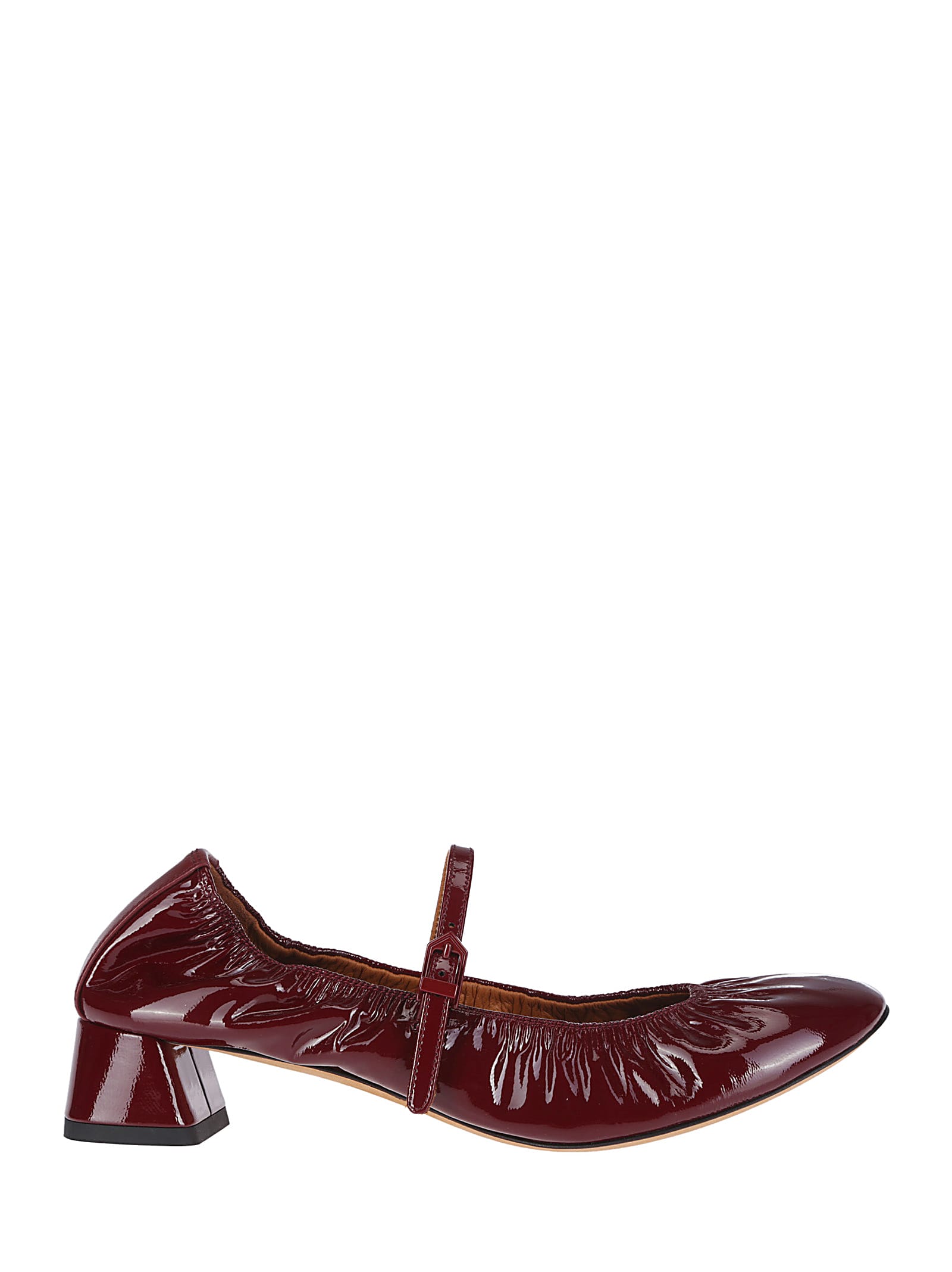 Shop Lanvin Ballerina With Strap And Heel In Burgundy