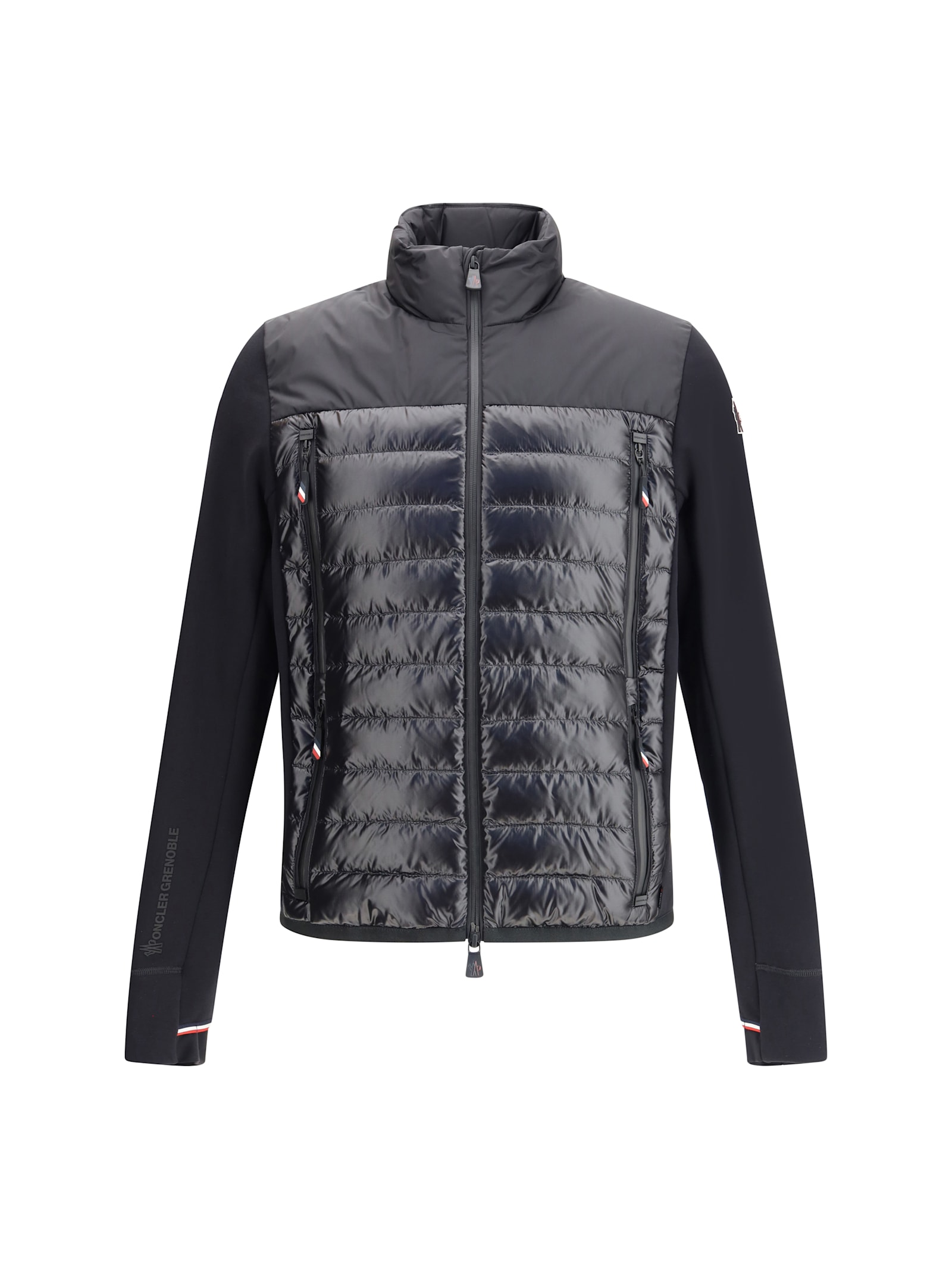 Moncler High Collar Long Sleeve Padded Sweatshirt In Black