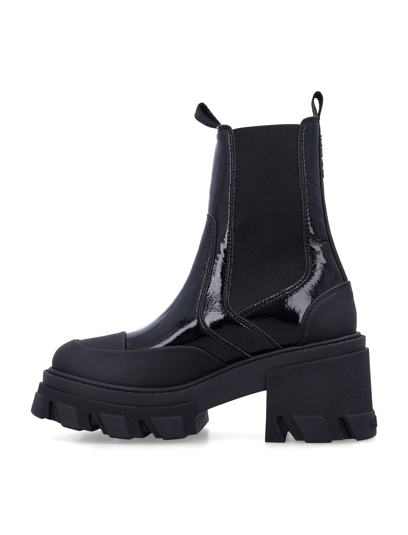 Ganni Cleated Heeled Mid Chelsea Boots In Black