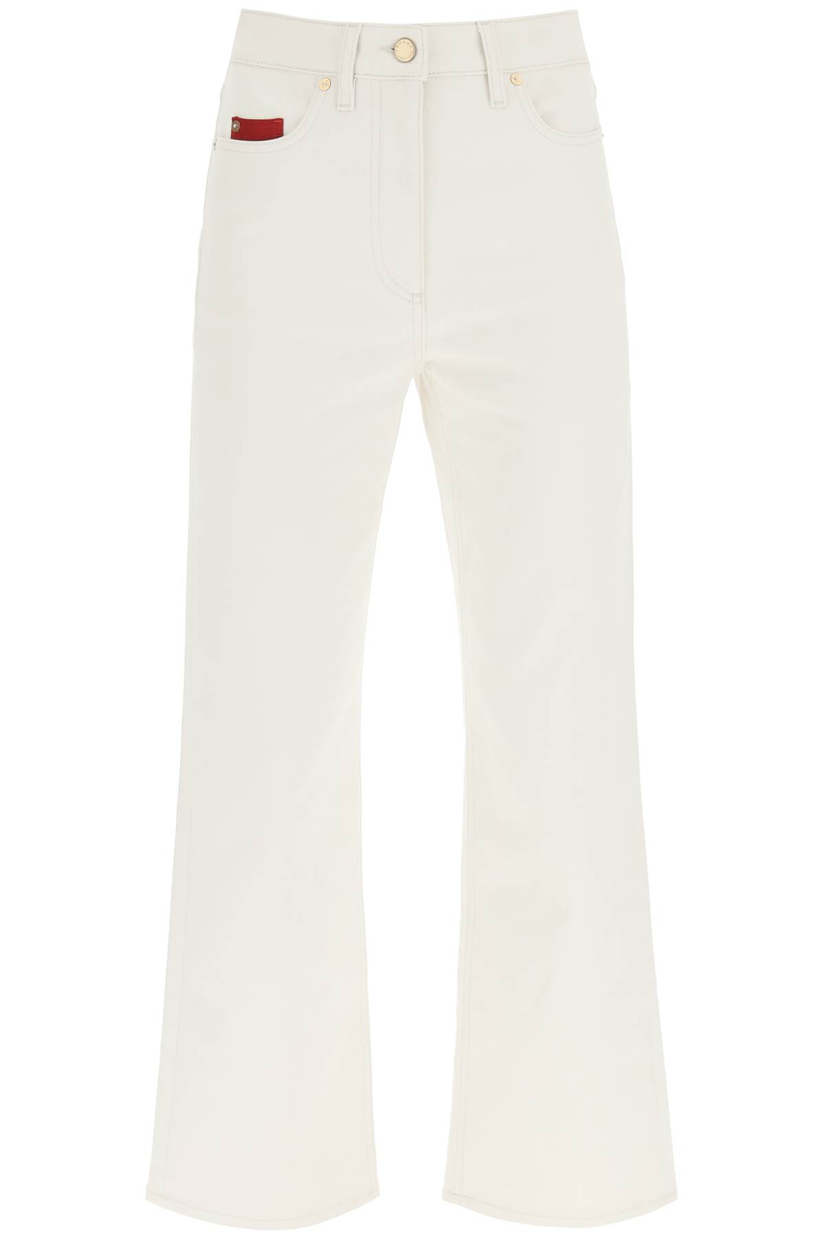 Shop Agnona Cotton Cashmere Jeans In Chalk (beige)