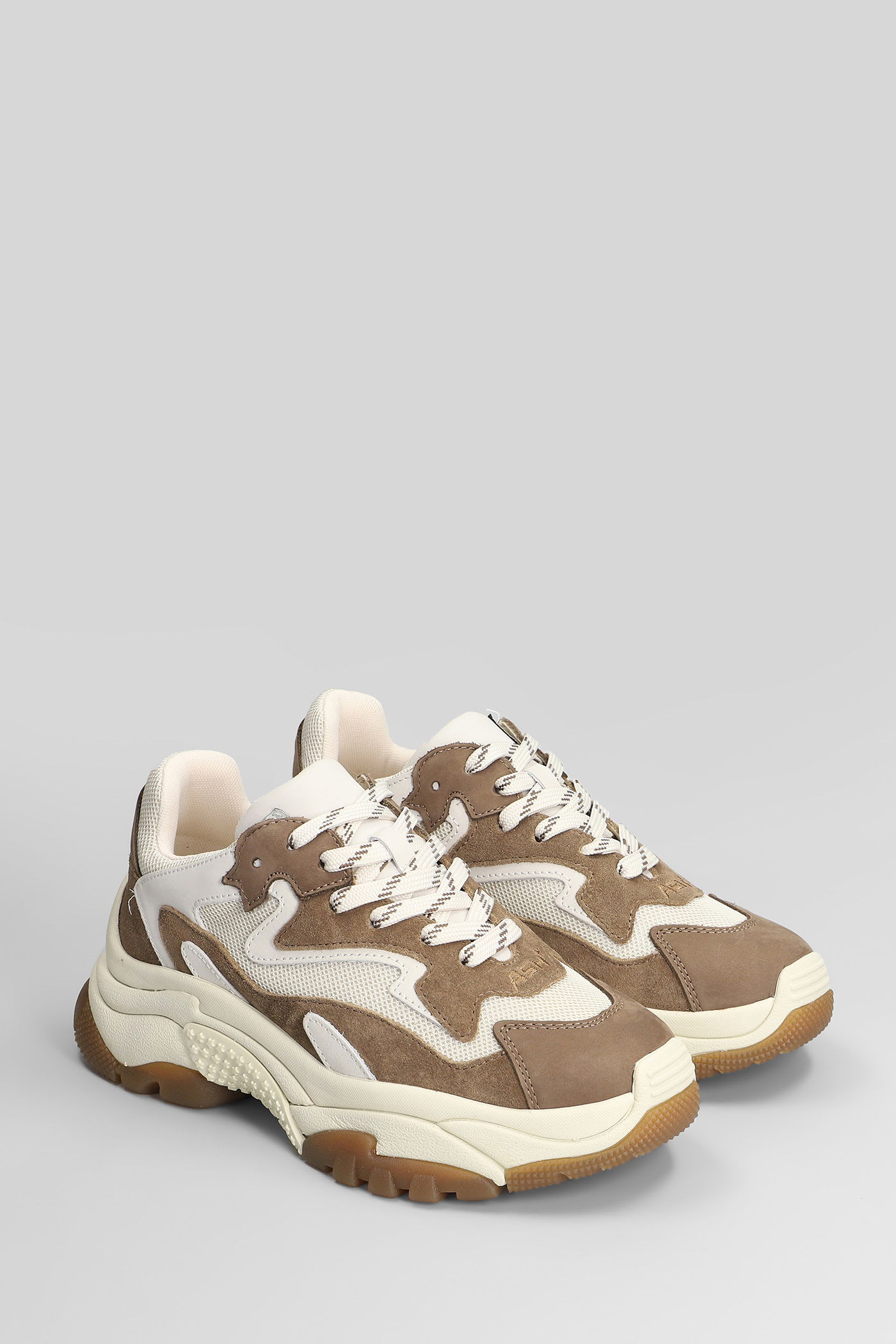 Ash Addict Sneakers In Taupe Suede And Fabric In Brown