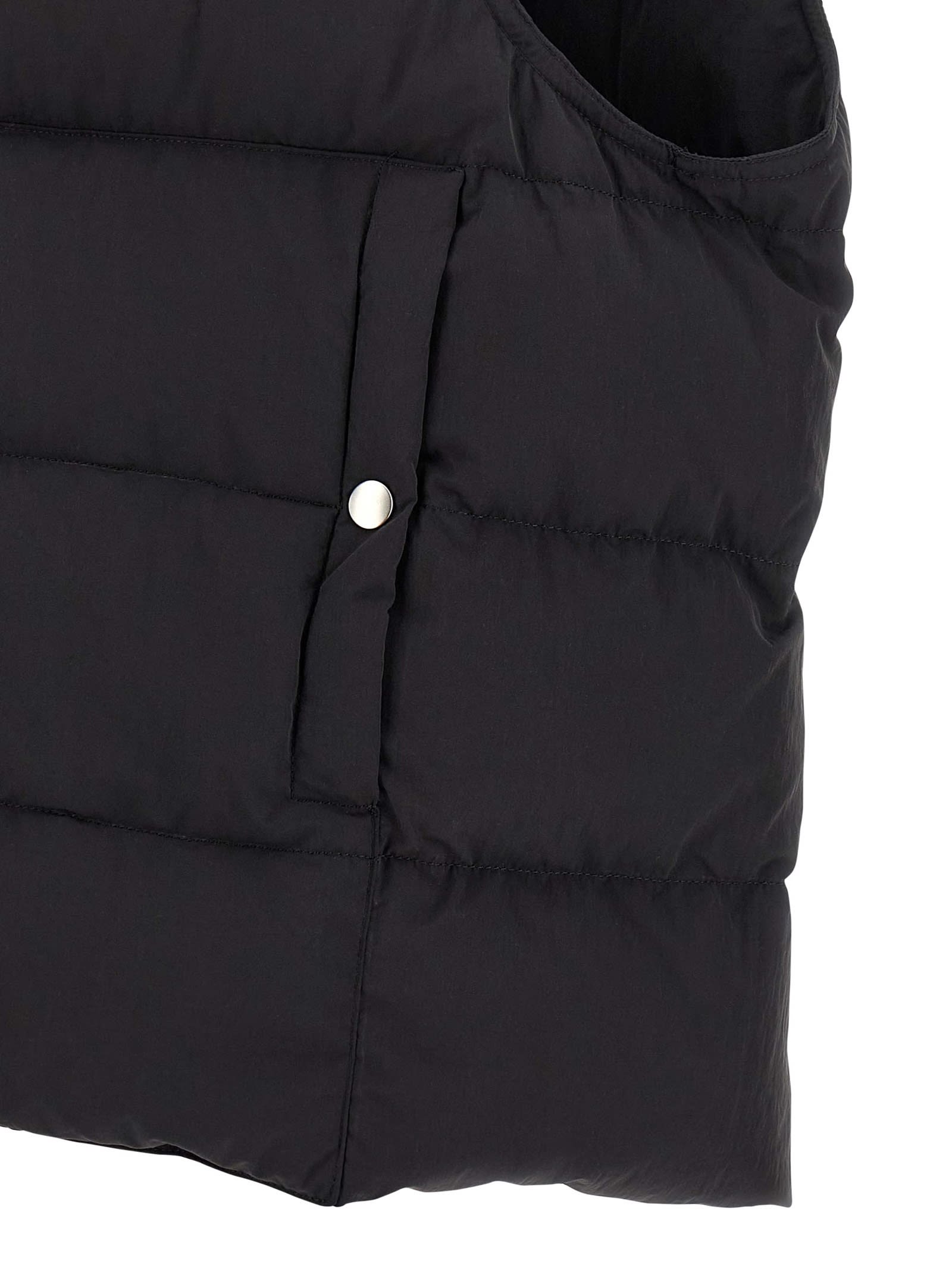 Rick Owens Padded High Collar Vest With Side Pockets In Black