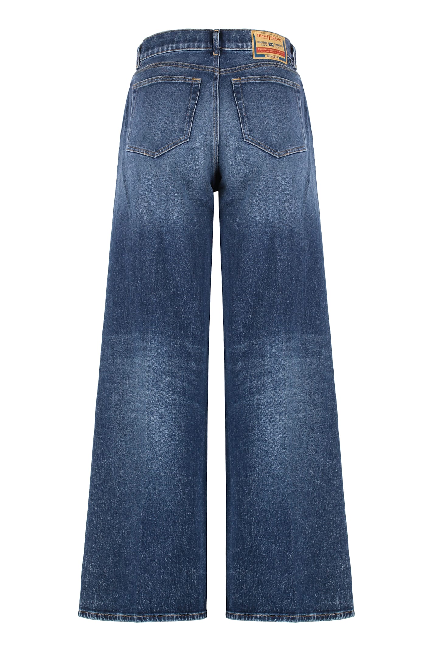 Diesel 'd-sire 1996' Blue Jeans With Wide Leg And Logo Patch On The Rear In Blue