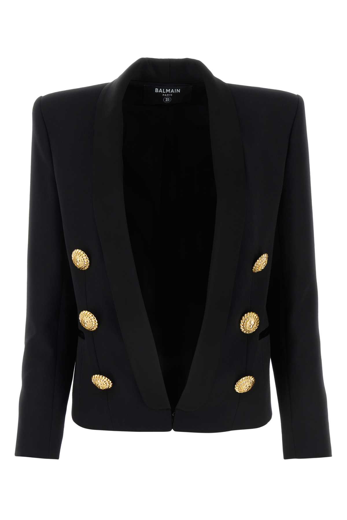 Balmain Black Wool Blazer In Noirnoir