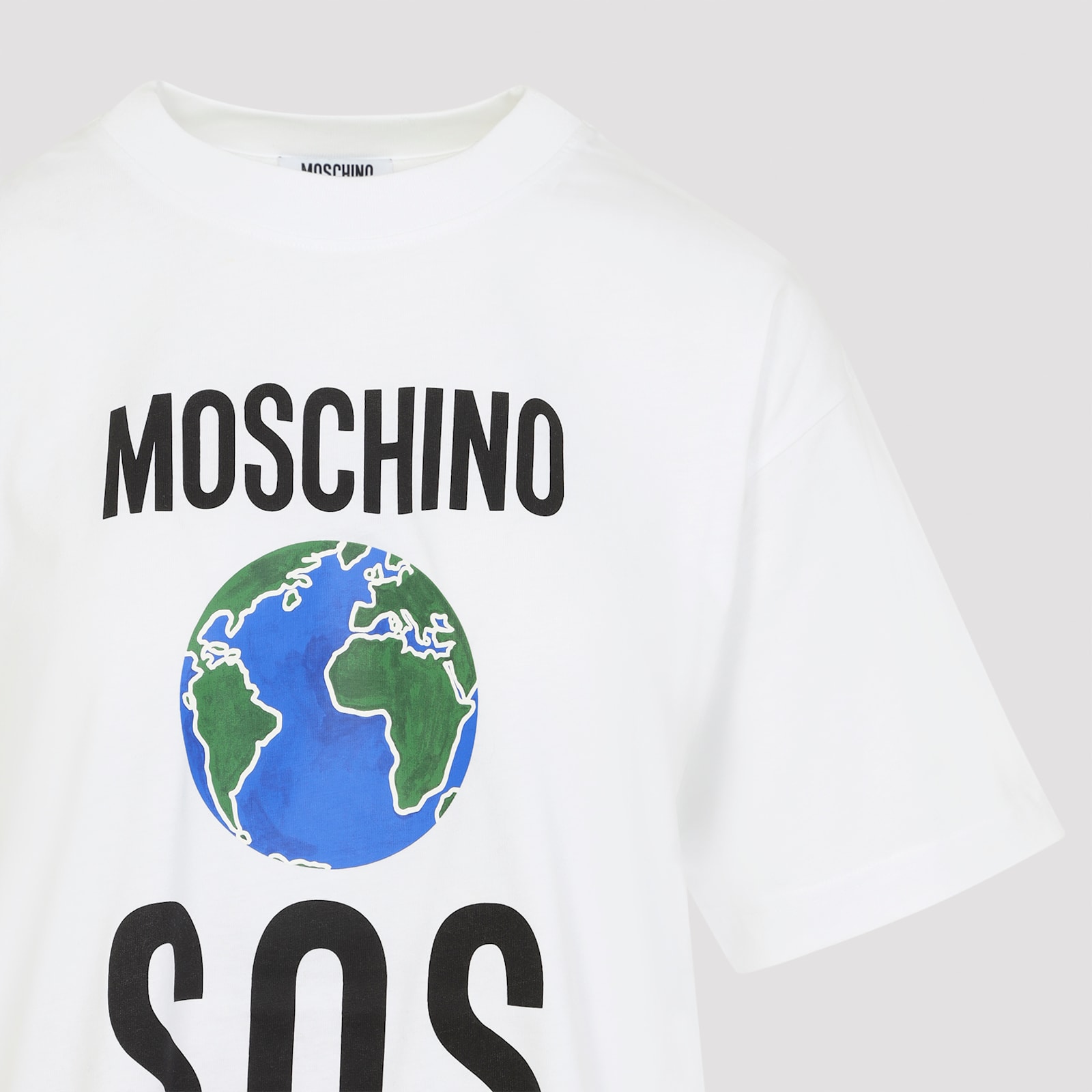 Moschino Graphic Print Crew Neck Short Sleeves Top In White