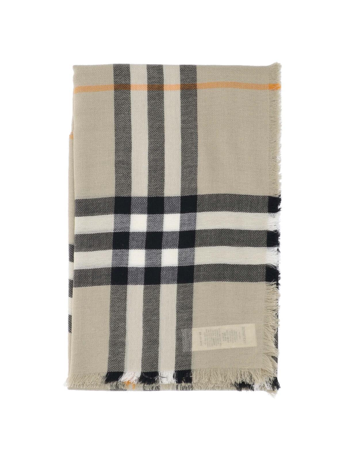 Shop Burberry Check Wool Scarf