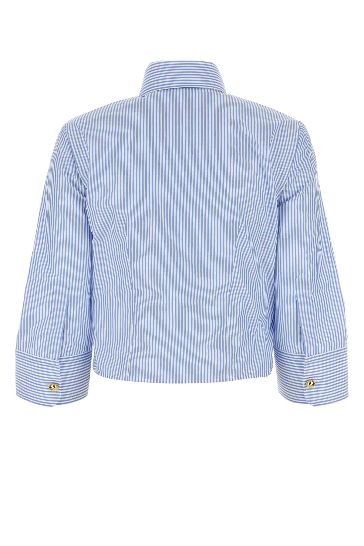 Shop Prada Embroidered Poplin Shirt In Biancoazzurro