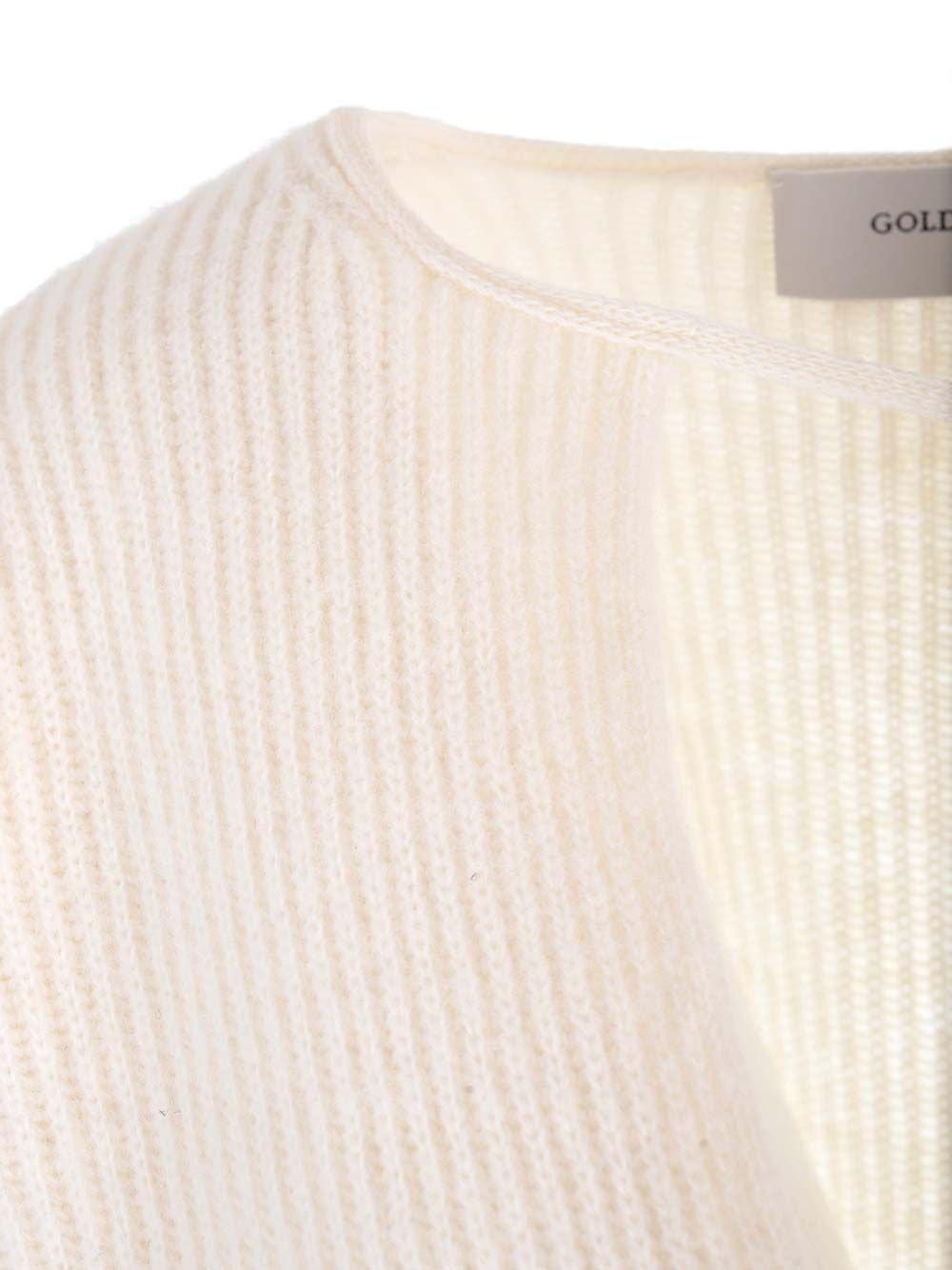 Shop Golden Goose Mary Lou Front-tied Knitted Jumper In Bianco