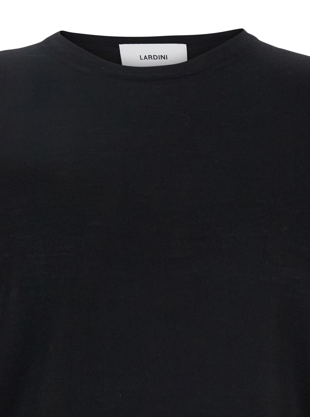 Lardini Black Round Neck Sweater With Long Sleeves In Wool And Silk Blend Man In Blue
