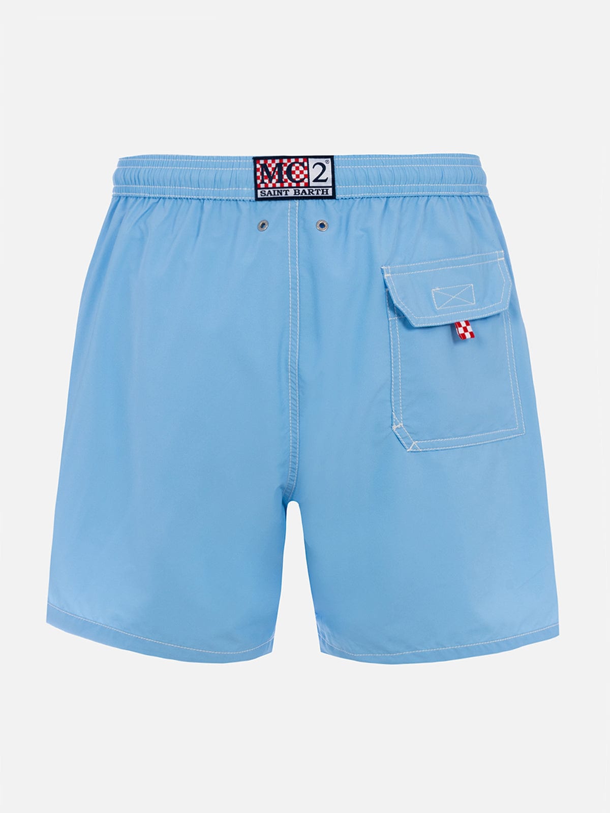 Mc2 Saint Barth Man Sky Blue Mid-length Swim Shorts Patmos In Sky