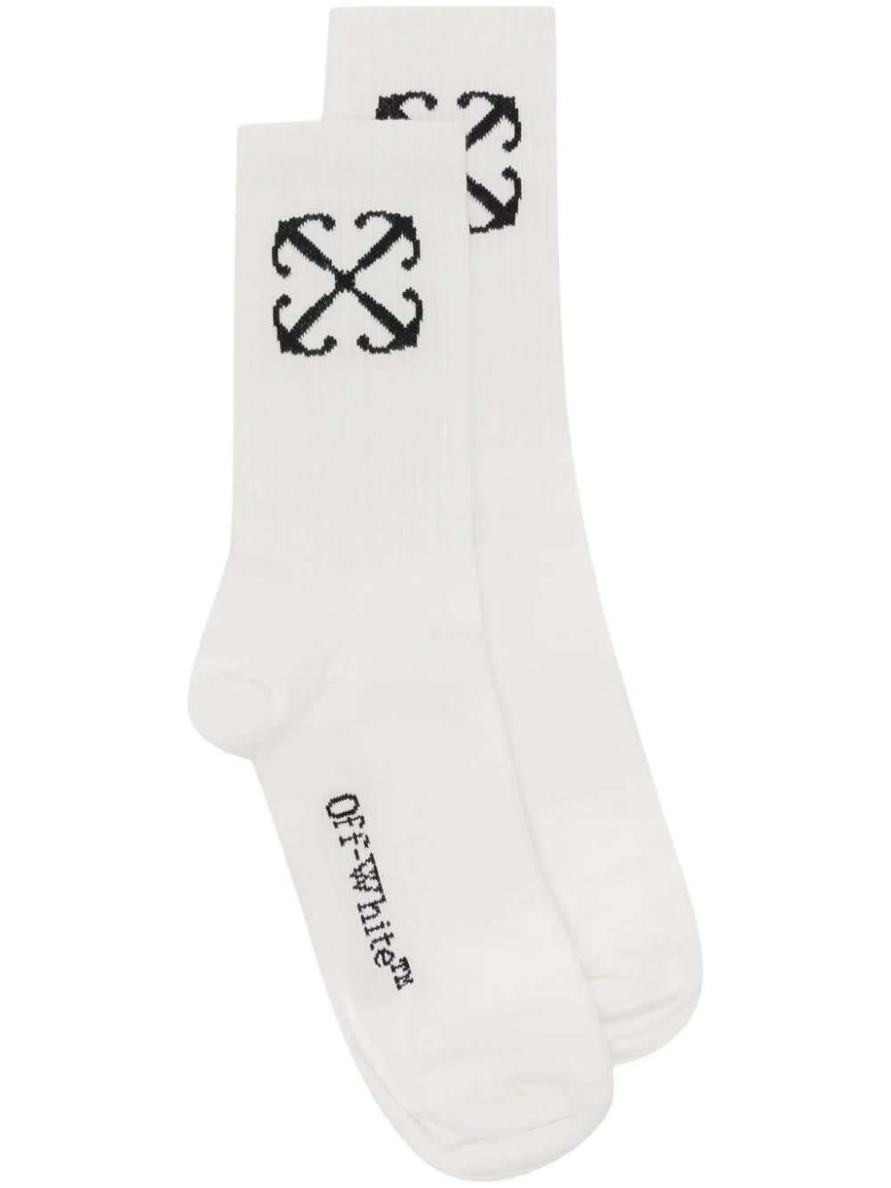 Off-white White Ribbed Socks With Arrows