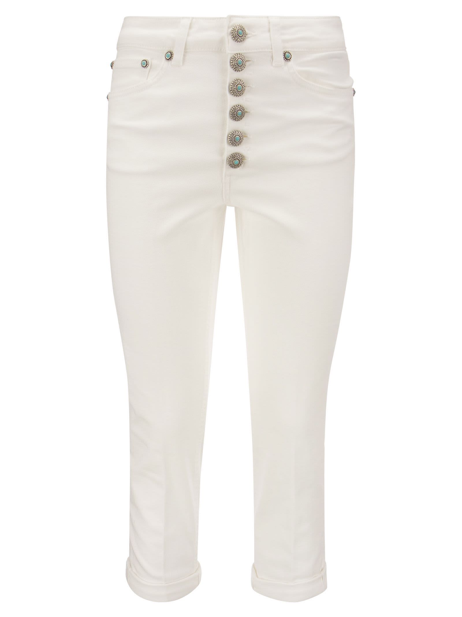 Shop Dondup Koons - Loose-fit Fleece Trousers In White