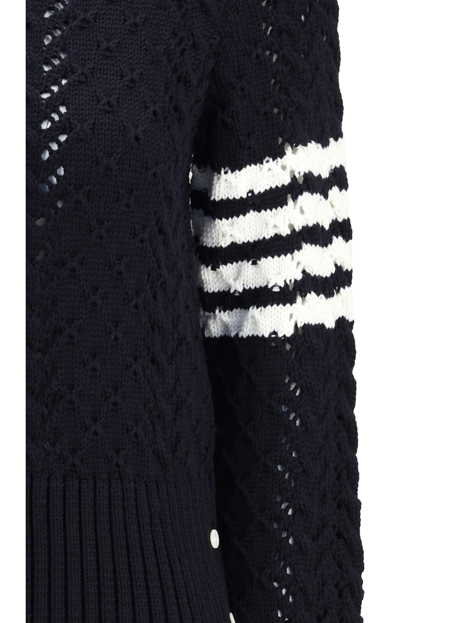 Thom Browne Cable-knit Pointelle-stitch Jumpers In Blue