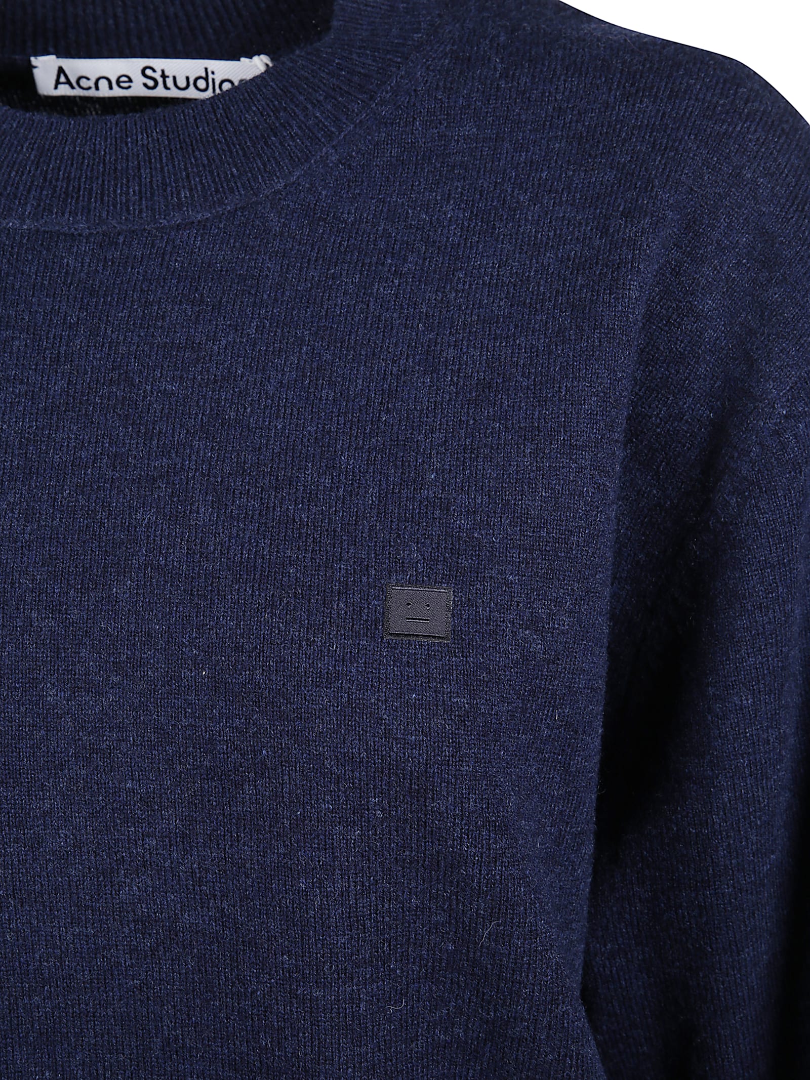 Acne Studios Crew-neck Sweater With Face Micro Logo In Blue