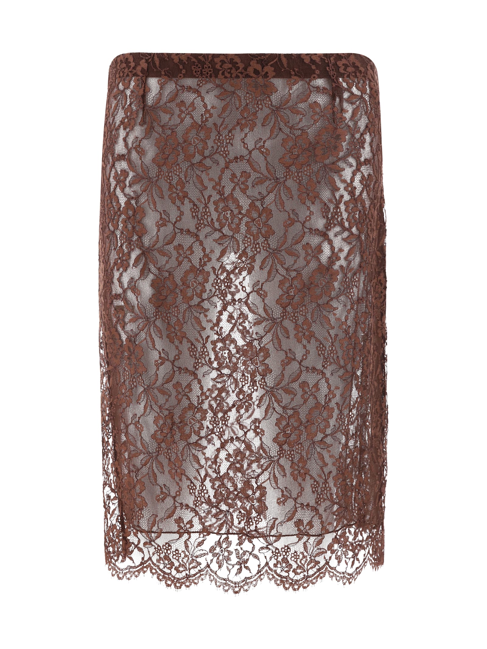 Shop Saint Laurent Midi Skirt In Chocolat