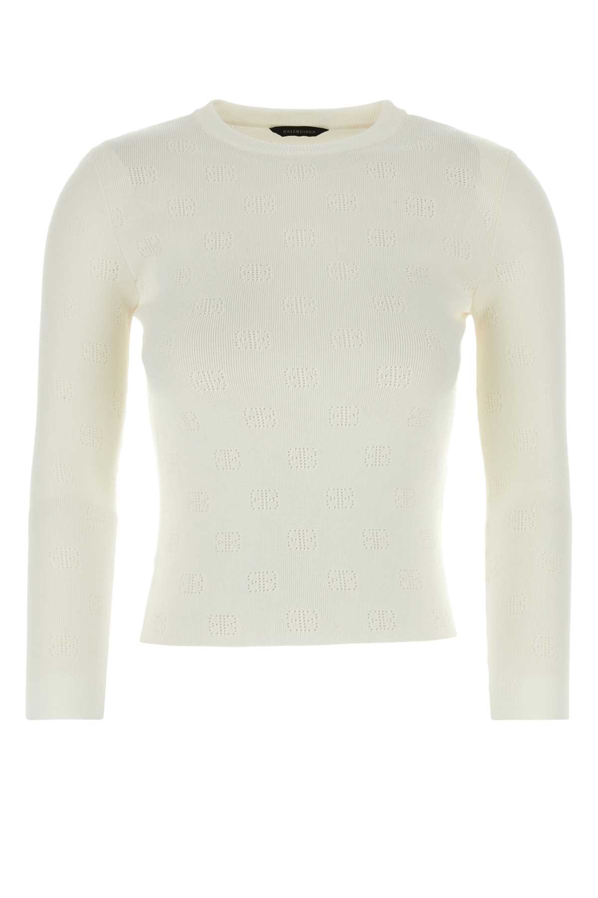 Shop Balenciaga Ivory Wool Blend Sweater In White