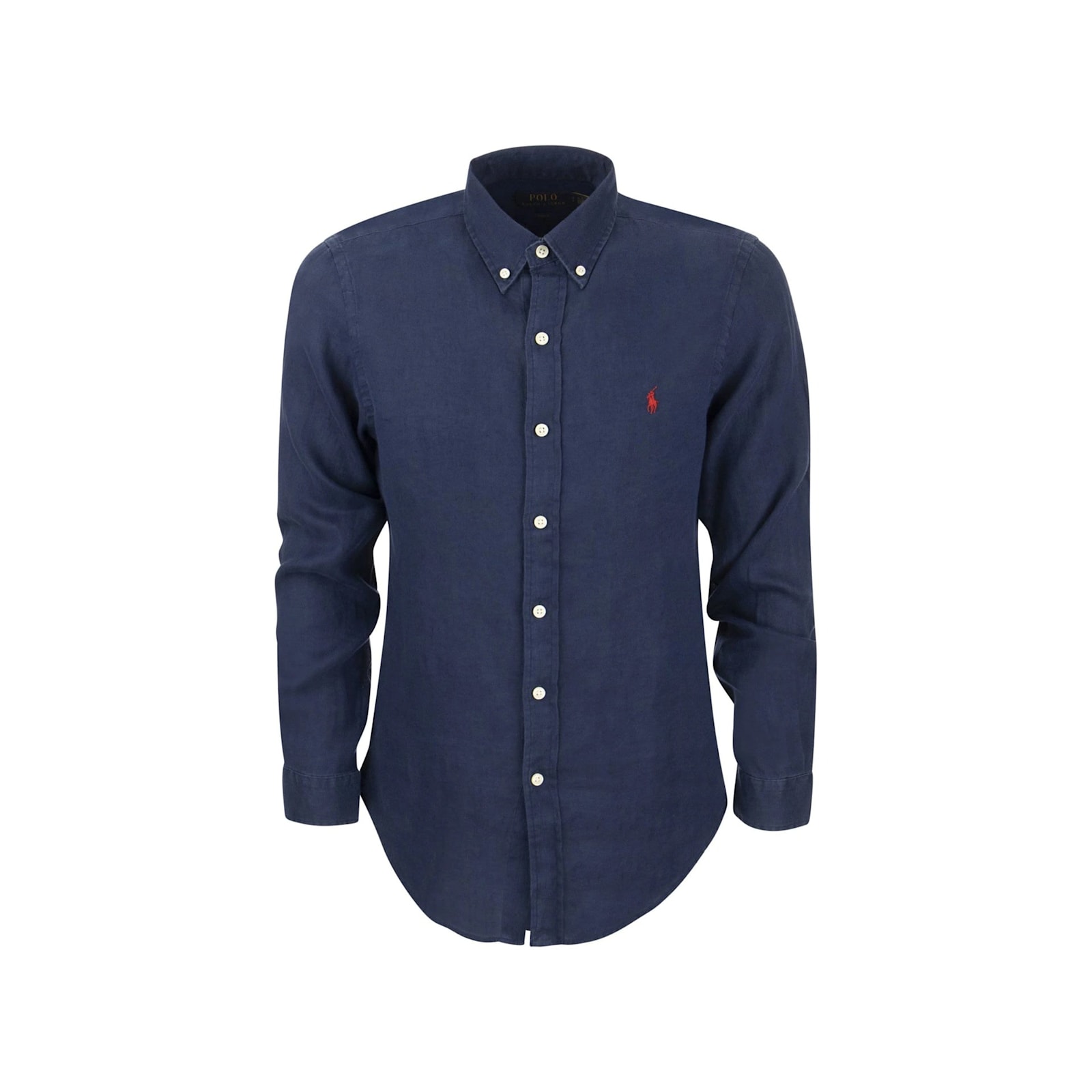 Shop Ralph Lauren Linen Slim Shirt In Blue