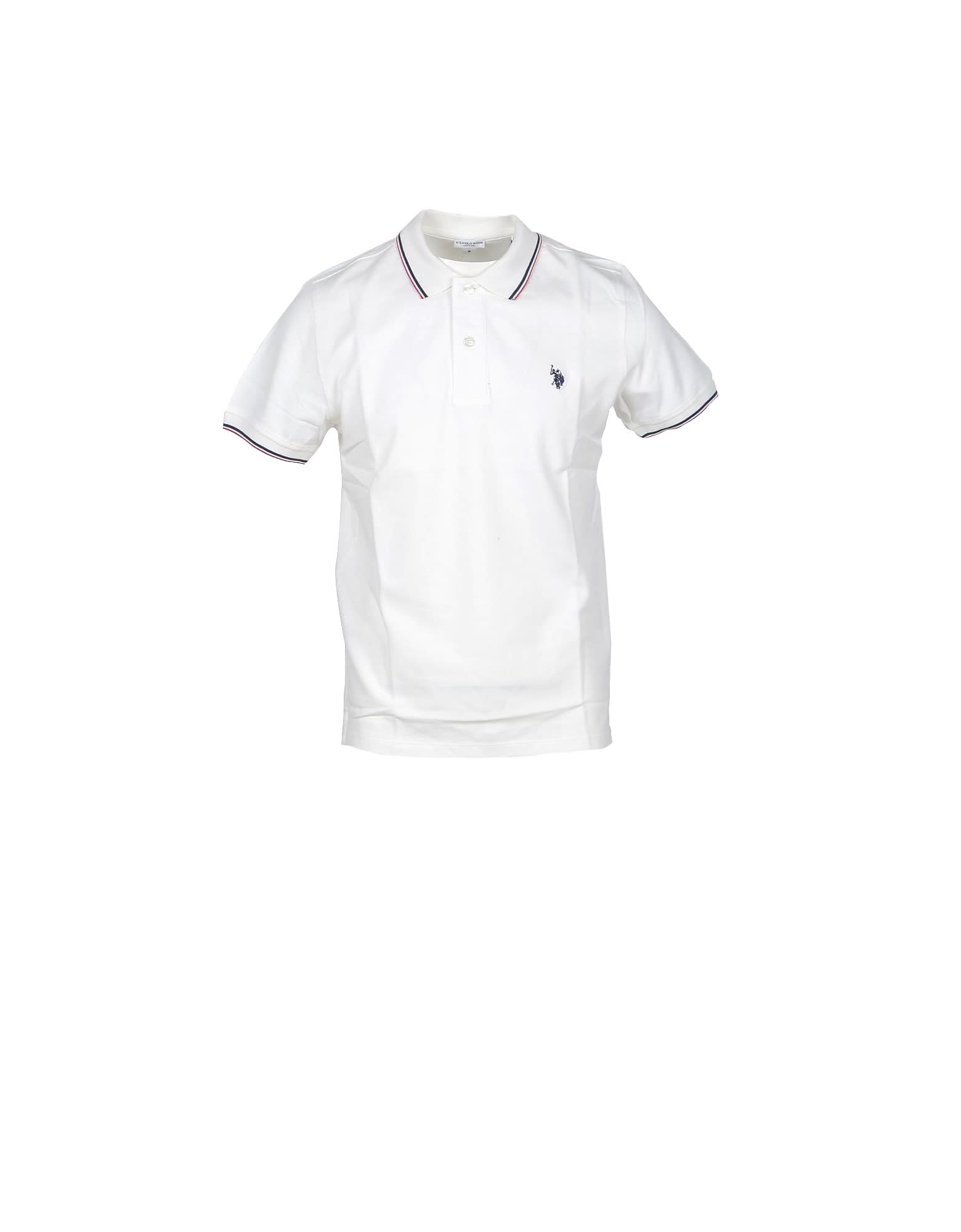 U.s. Polo Assn. White Piqué Cotton Mens Polo Shirt