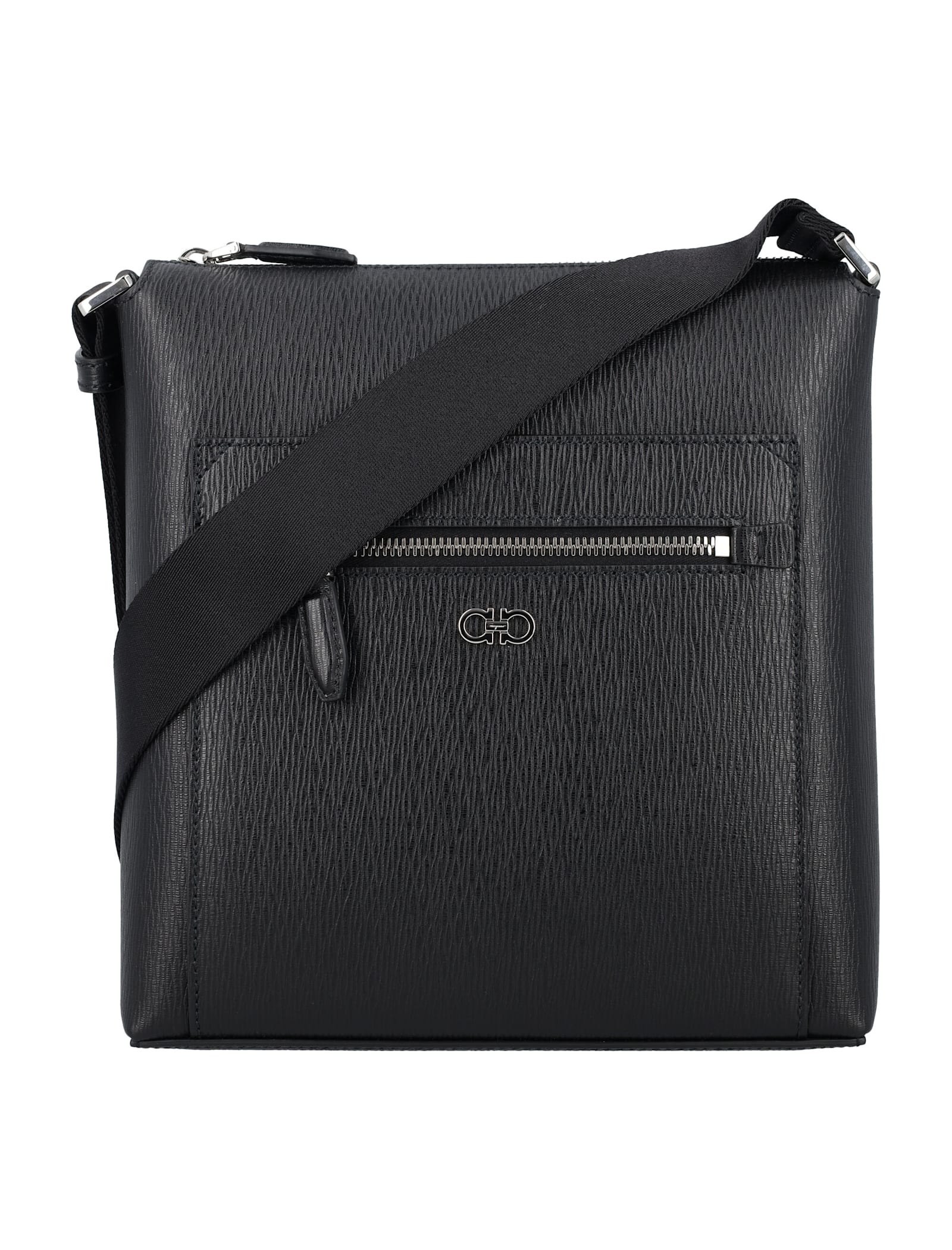 Shop Ferragamo Gancini Cross Body Bag In Black