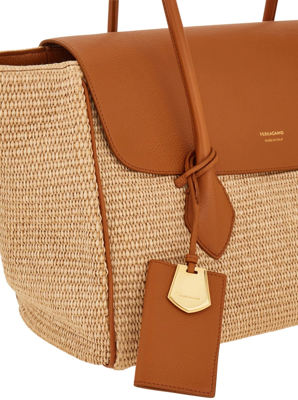 Ferragamo Florence Brown Shoulder Bag With Embossed Logo Lettering On The Front And Pendant With Logo On The F