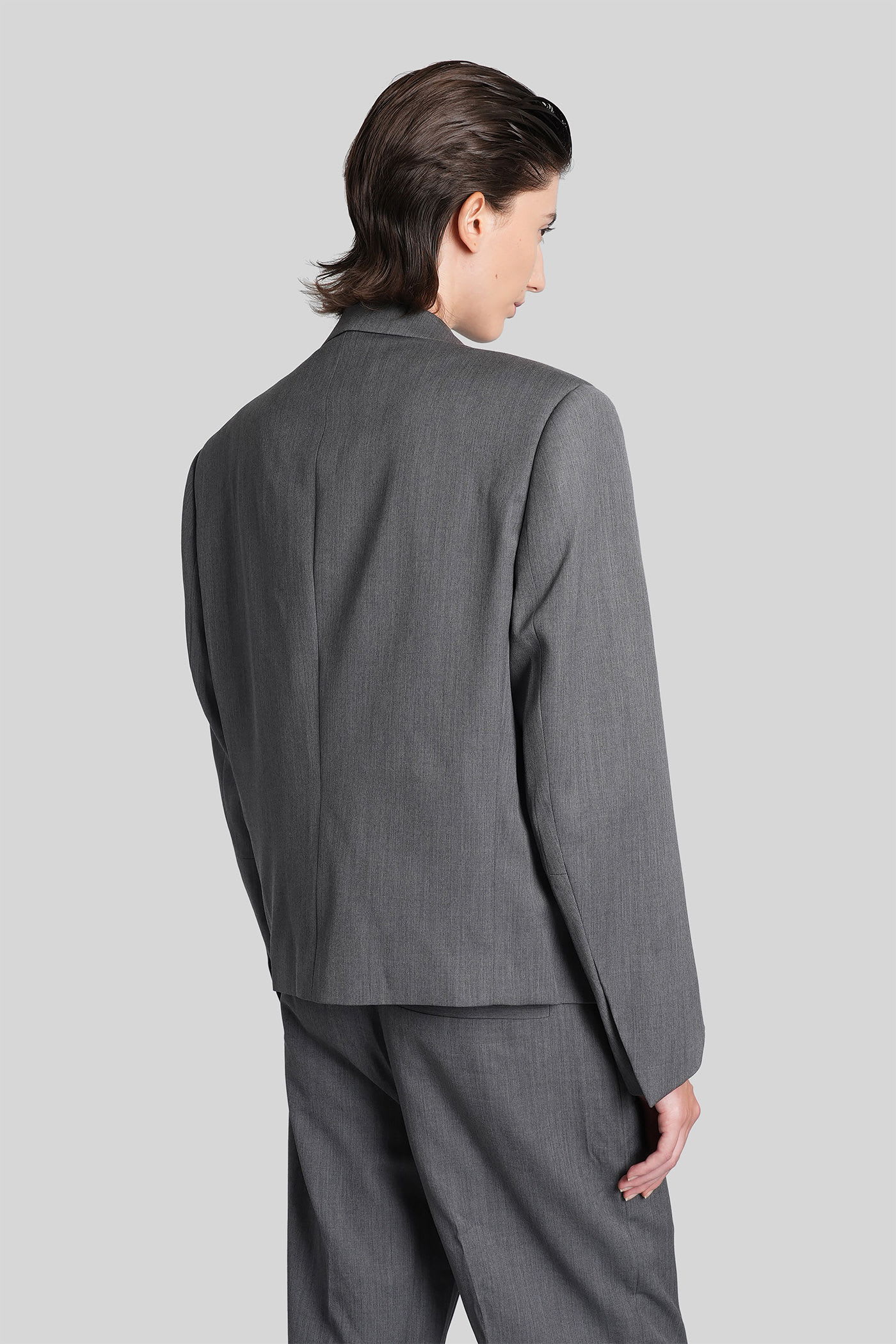 Entire Studios Book Blazer In Grey Wool In Gray