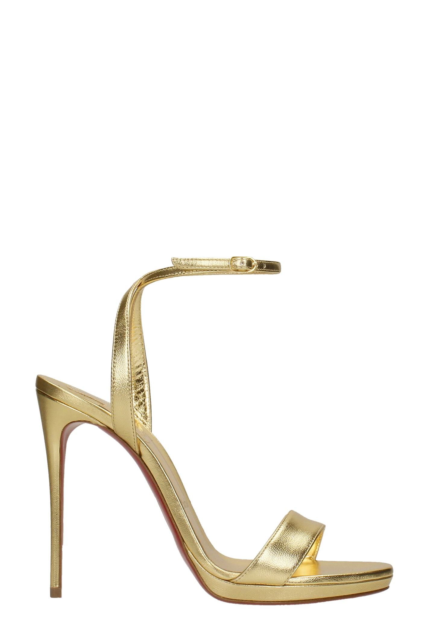 Christian Louboutin Loubi Queen 120 Sandals In Gold Leather