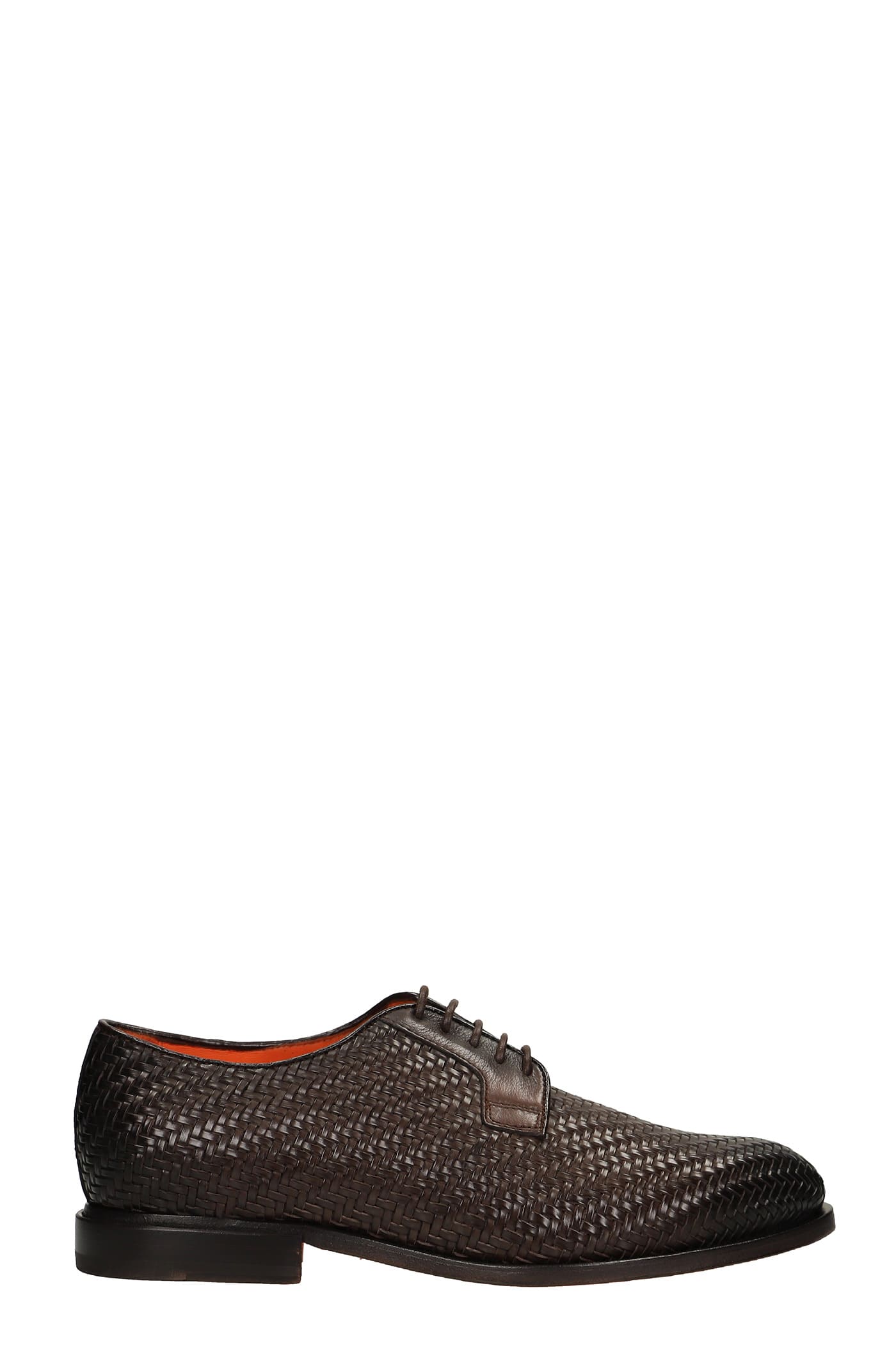 Santoni Lace Up Shoes In Brown Leather