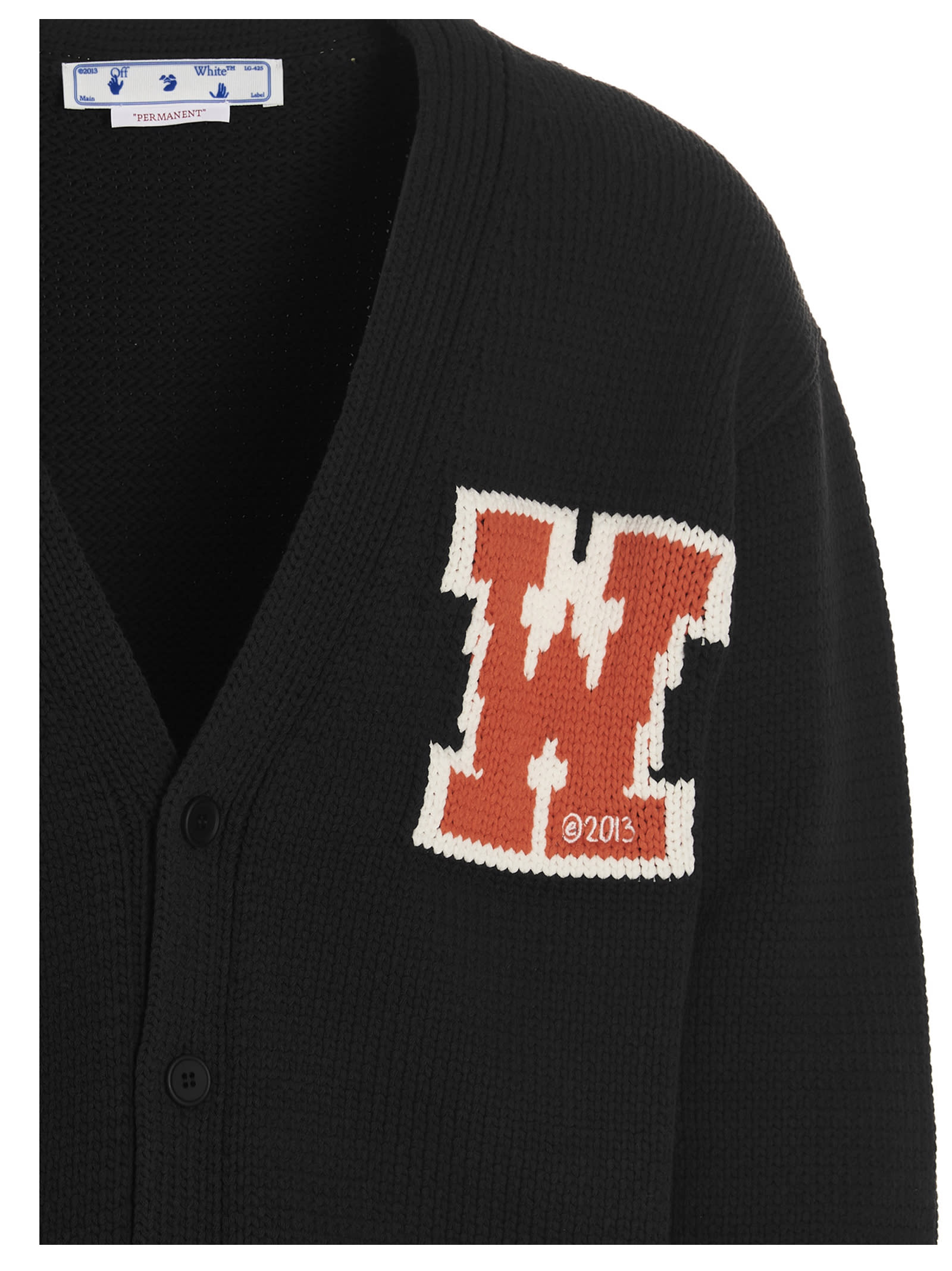 Off-white Black Cardigan With Logo In Black